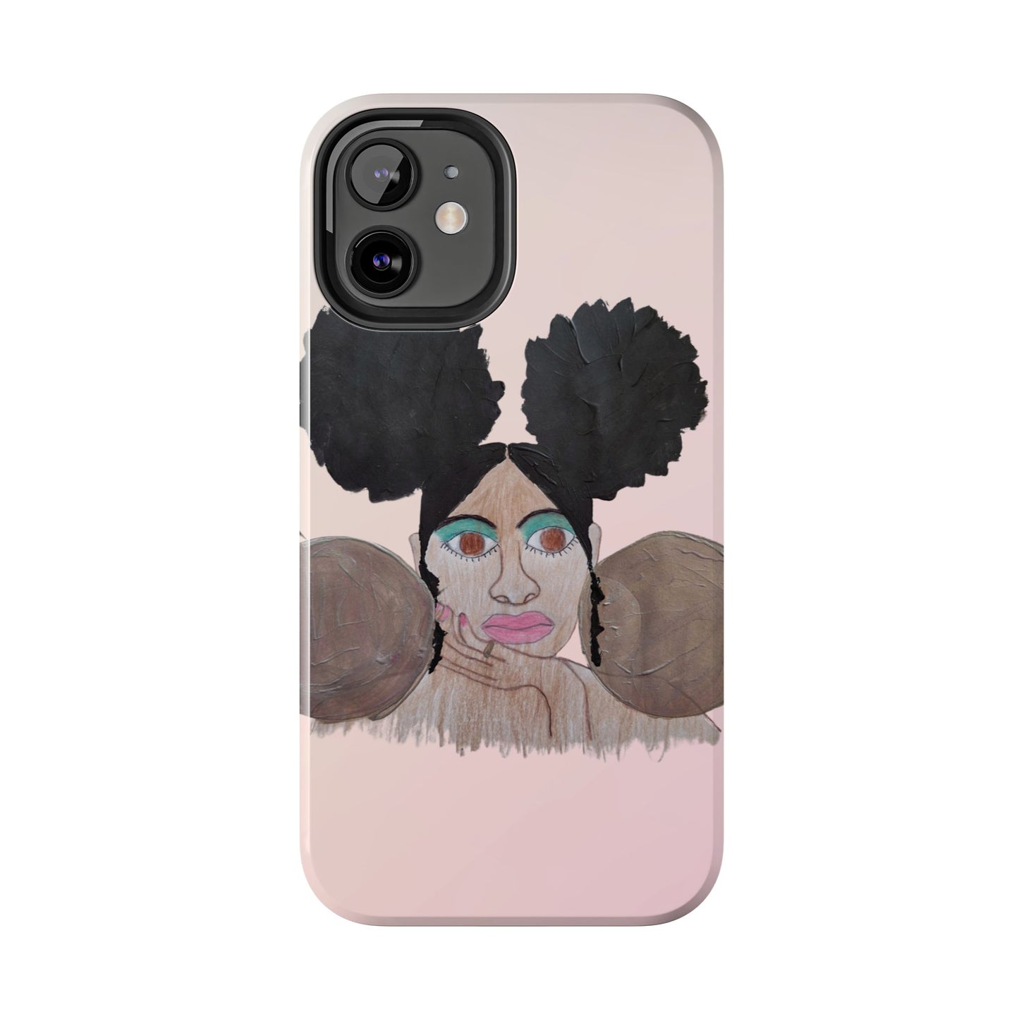 Black Woman Art Tough Phone Case, Hand-Painted Graphics, Original Art iPhone Cover, Protective Phone Case, Unique Artwork Case