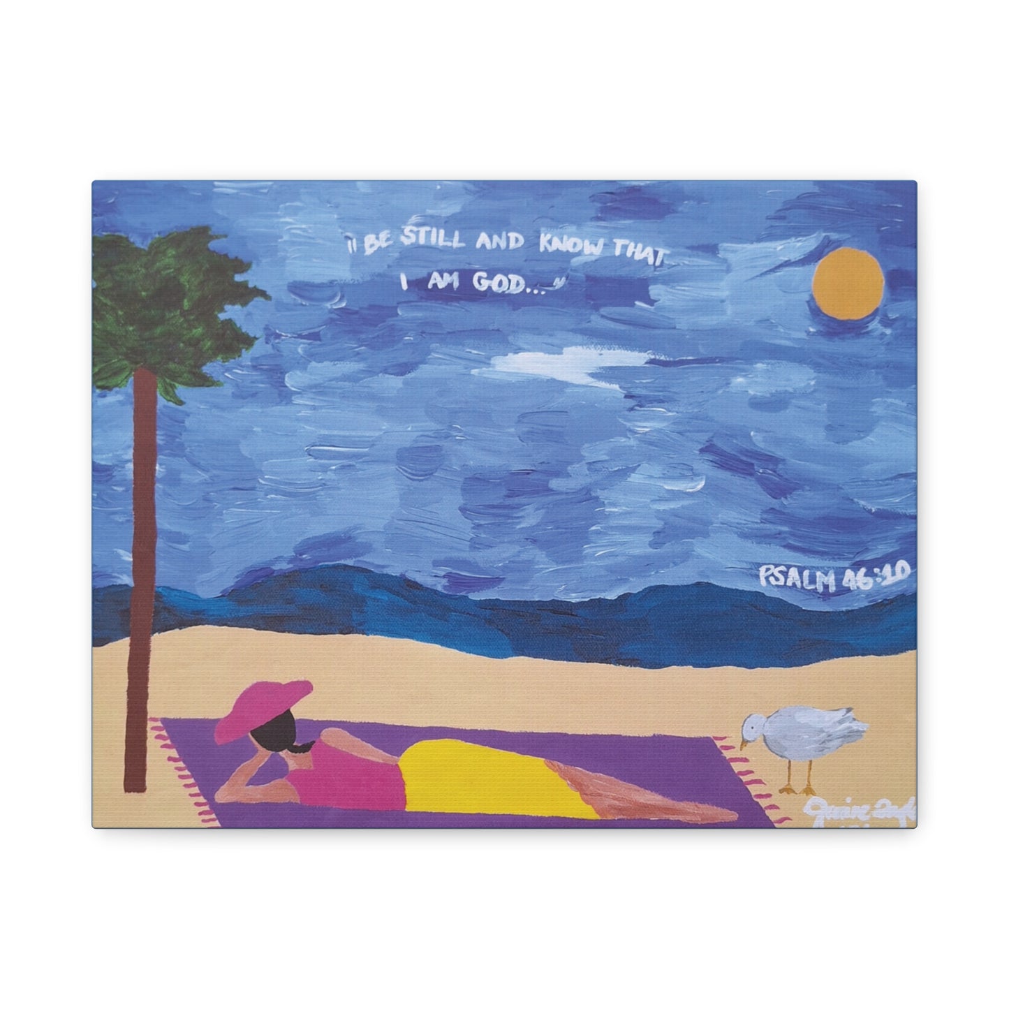 Canvas Art, "Be Still and Know", Black Art Graphic Print, Stretched Matte Wall Decor, Handpainted Inspirational Quote