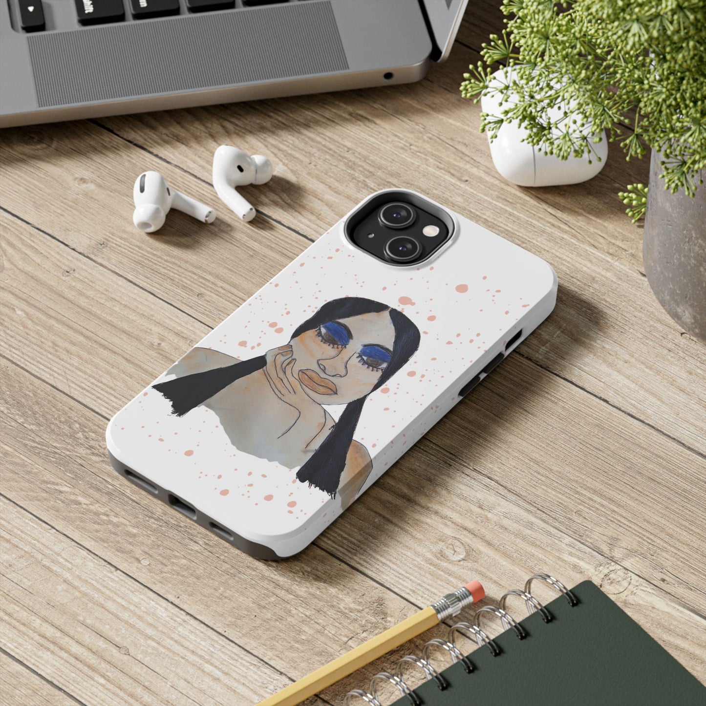 Black Woman Art Tough Phone Case, Hand-Painted Graphics, Original Art iPhone Cover, Protective Phone Case, Unique Artwork Case