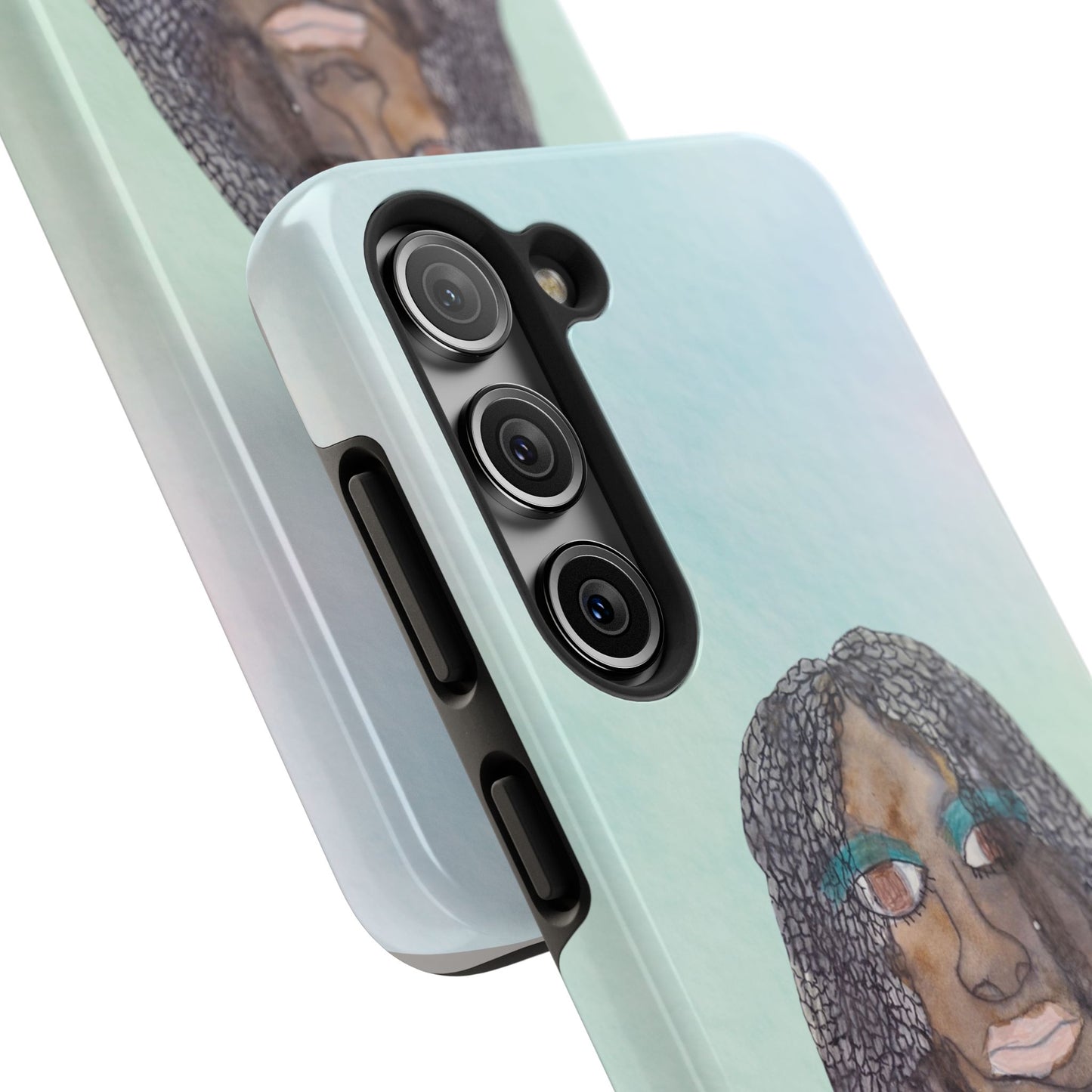 Black Woman Art, Artistic Fashion Phone Case, Colorful Unique Phone Protector, Gift for Her, Bohemian Style, Phone Cover for Creative Souls