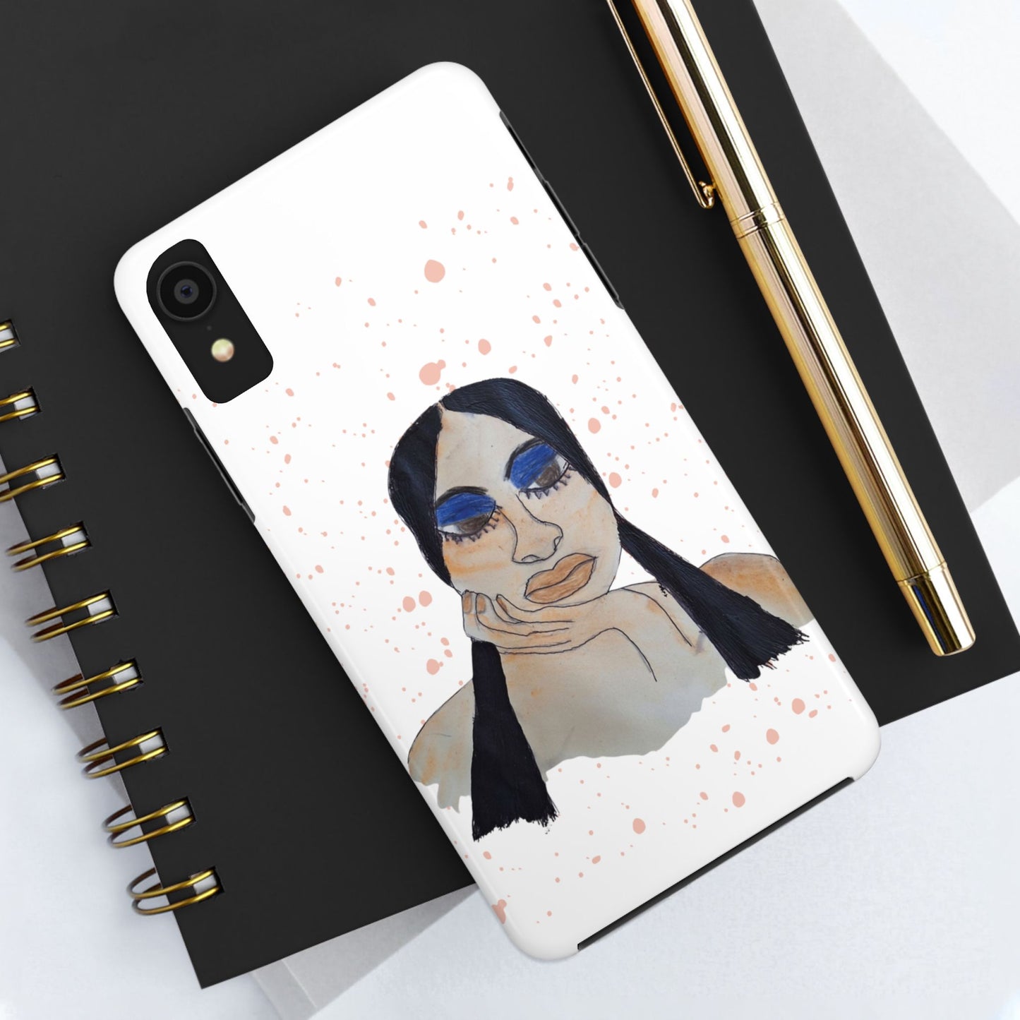 Black Woman Art Tough Phone Case, Hand-Painted Graphics, Original Art iPhone Cover, Protective Phone Case, Unique Artwork Case