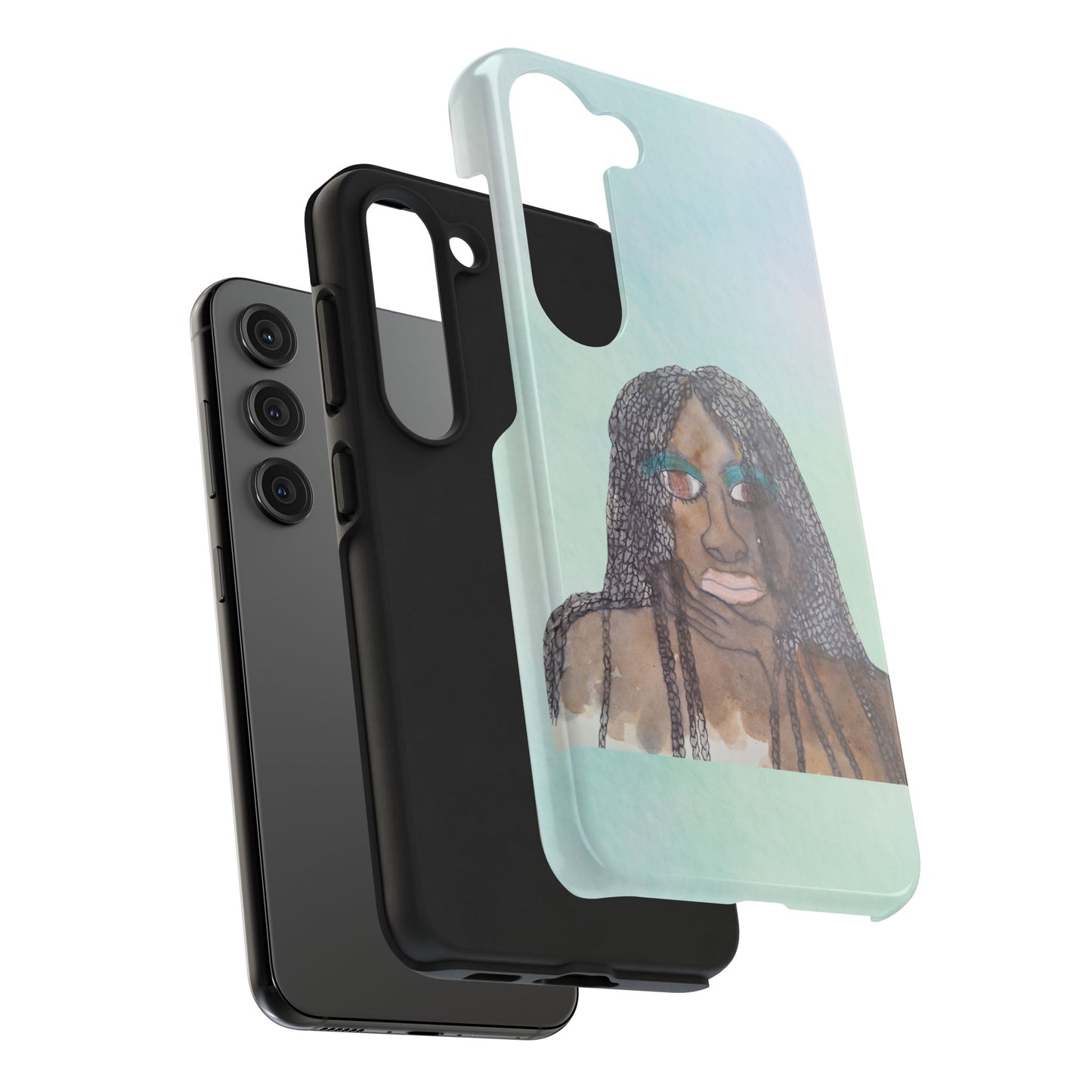 Black Woman Art, Artistic Fashion Phone Case, Colorful Unique Phone Protector, Gift for Her, Bohemian Style, Phone Cover for Creative Souls