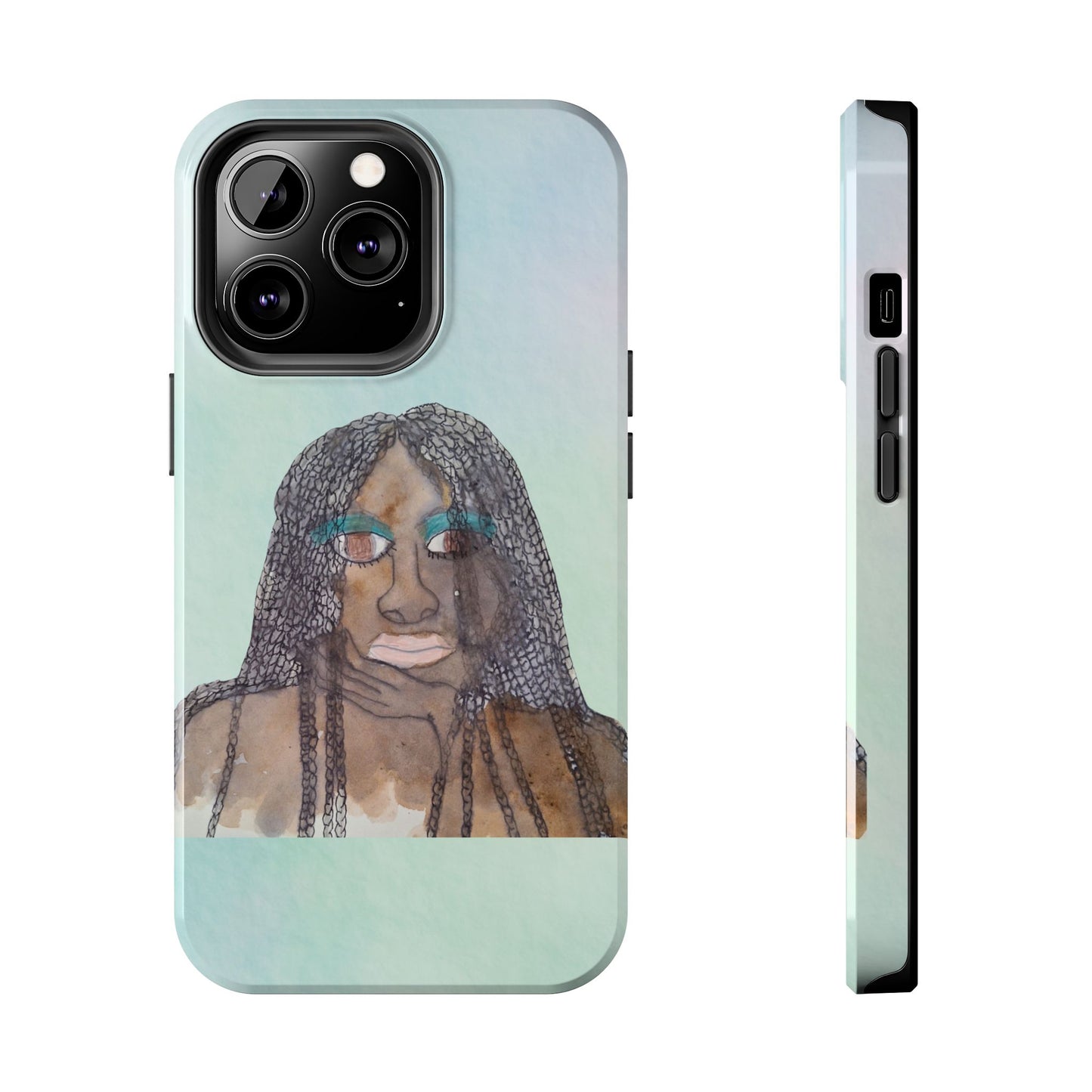 Black Woman Art, Artistic Fashion Phone Case, Colorful Unique Phone Protector, Gift for Her, Bohemian Style, Phone Cover for Creative Souls