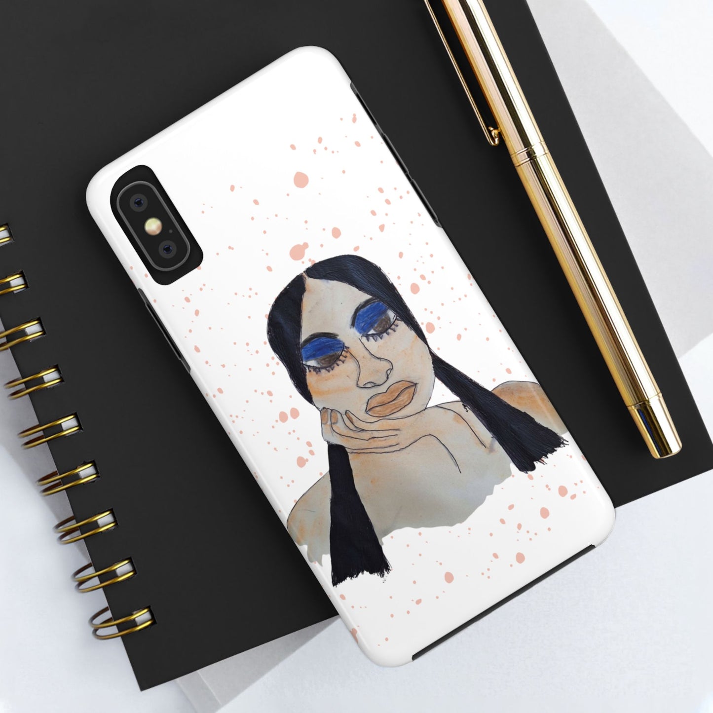 Black Woman Art Tough Phone Case, Hand-Painted Graphics, Original Art iPhone Cover, Protective Phone Case, Unique Artwork Case