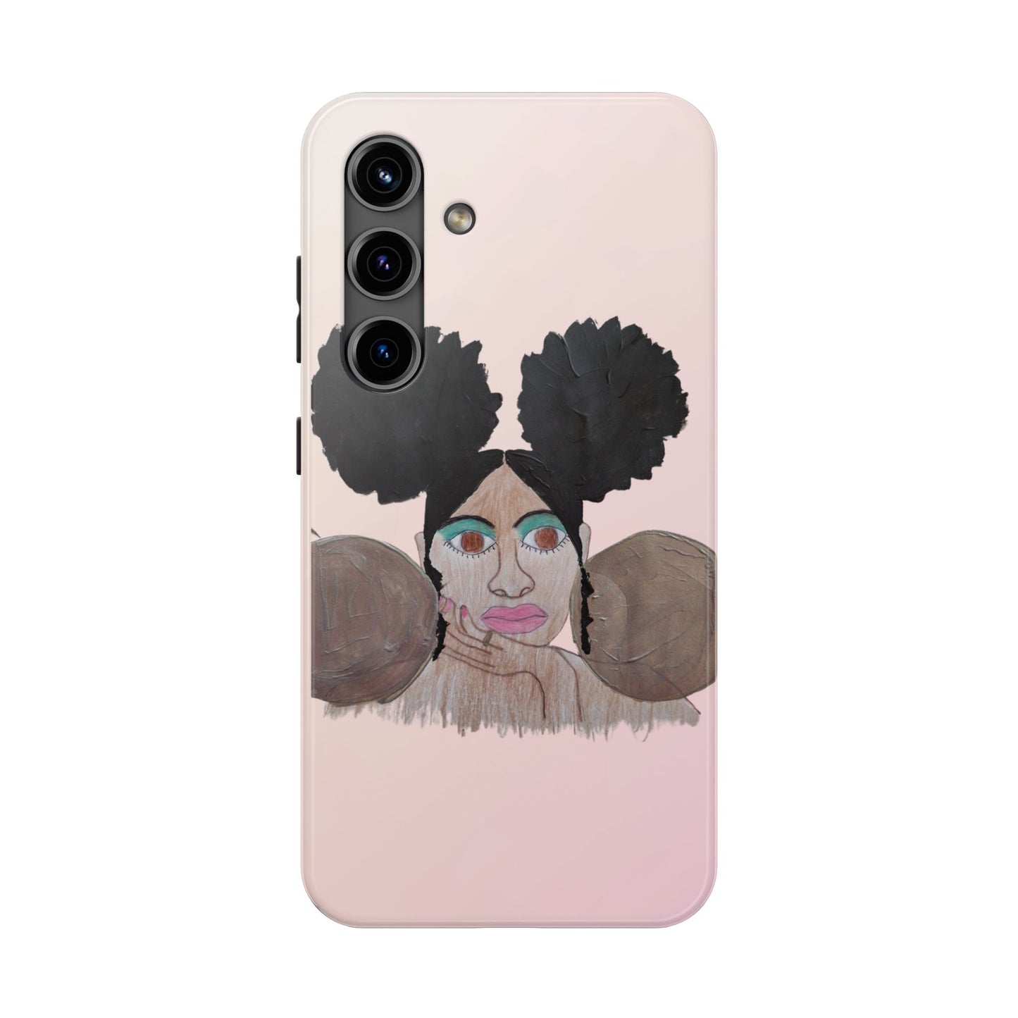 Black Woman Art Tough Phone Case, Hand-Painted Graphics, Original Art iPhone Cover, Protective Phone Case, Unique Artwork Case
