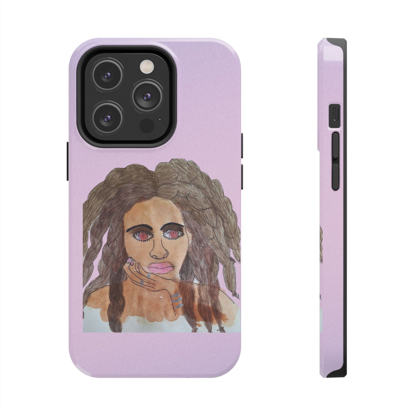 Black Woman Art Tough Phone Case, Hand-Painted Graphics, Original Art iPhone Cover, Protective Phone Case, Unique Artwork Case