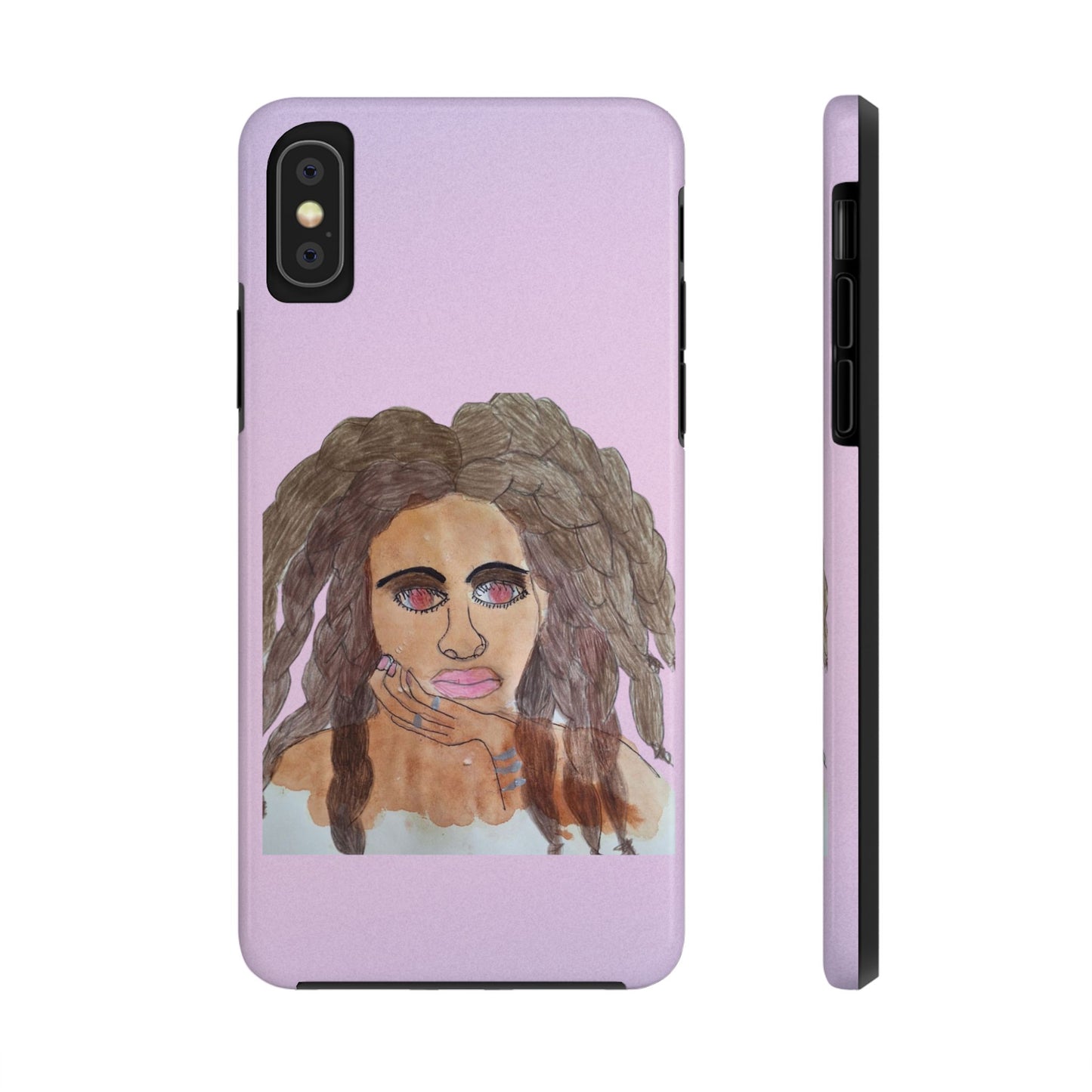 Black Woman Art Tough Phone Case, Hand-Painted Graphics, Original Art iPhone Cover, Protective Phone Case, Unique Artwork Case