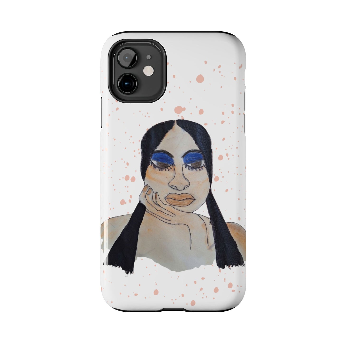 Black Woman Art Tough Phone Case, Hand-Painted Graphics, Original Art iPhone Cover, Protective Phone Case, Unique Artwork Case