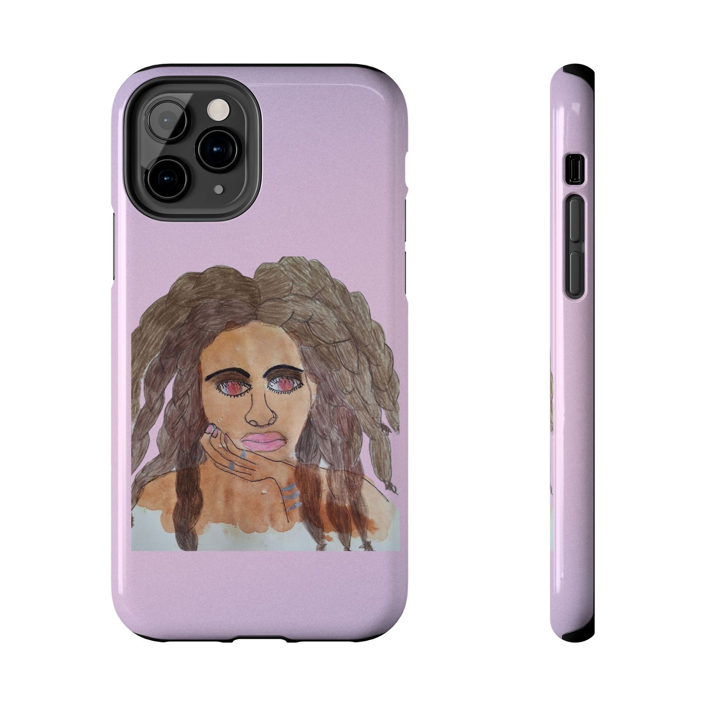 Black Woman Art Tough Phone Case, Hand-Painted Graphics, Original Art iPhone Cover, Protective Phone Case, Unique Artwork Case
