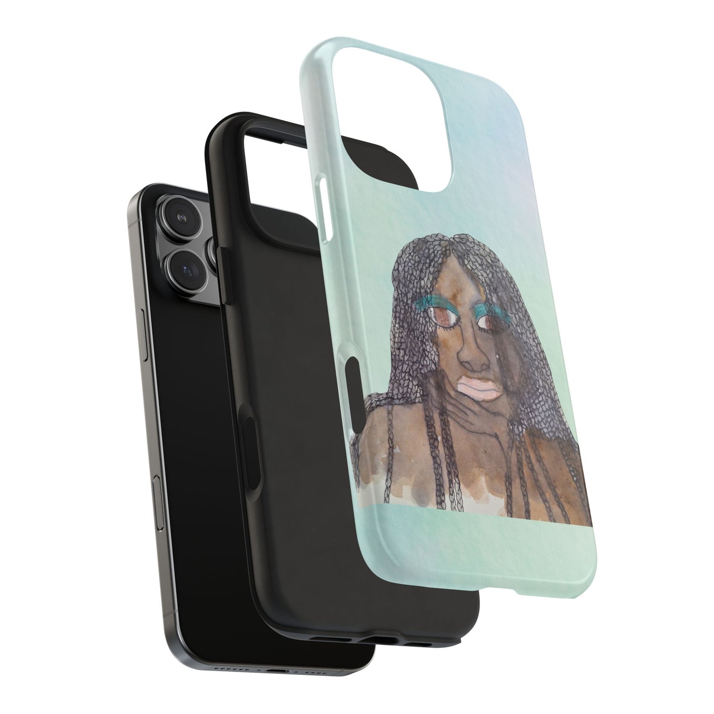 Black Woman Art, Artistic Fashion Phone Case, Colorful Unique Phone Protector, Gift for Her, Bohemian Style, Phone Cover for Creative Souls