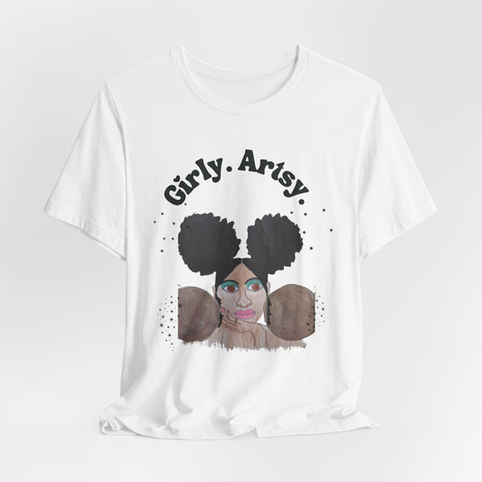 GIRLY. ARTSY. #2, Hand Painted Graphic T-shirt, Women's T-shirt, Black Art Graphic, Black Woman Graphic, Handpainted Graphic, Retro, Gift for Her, Urban Fashion, Urban Streetstyle, Unisex Jersey Short Sleeve Tee