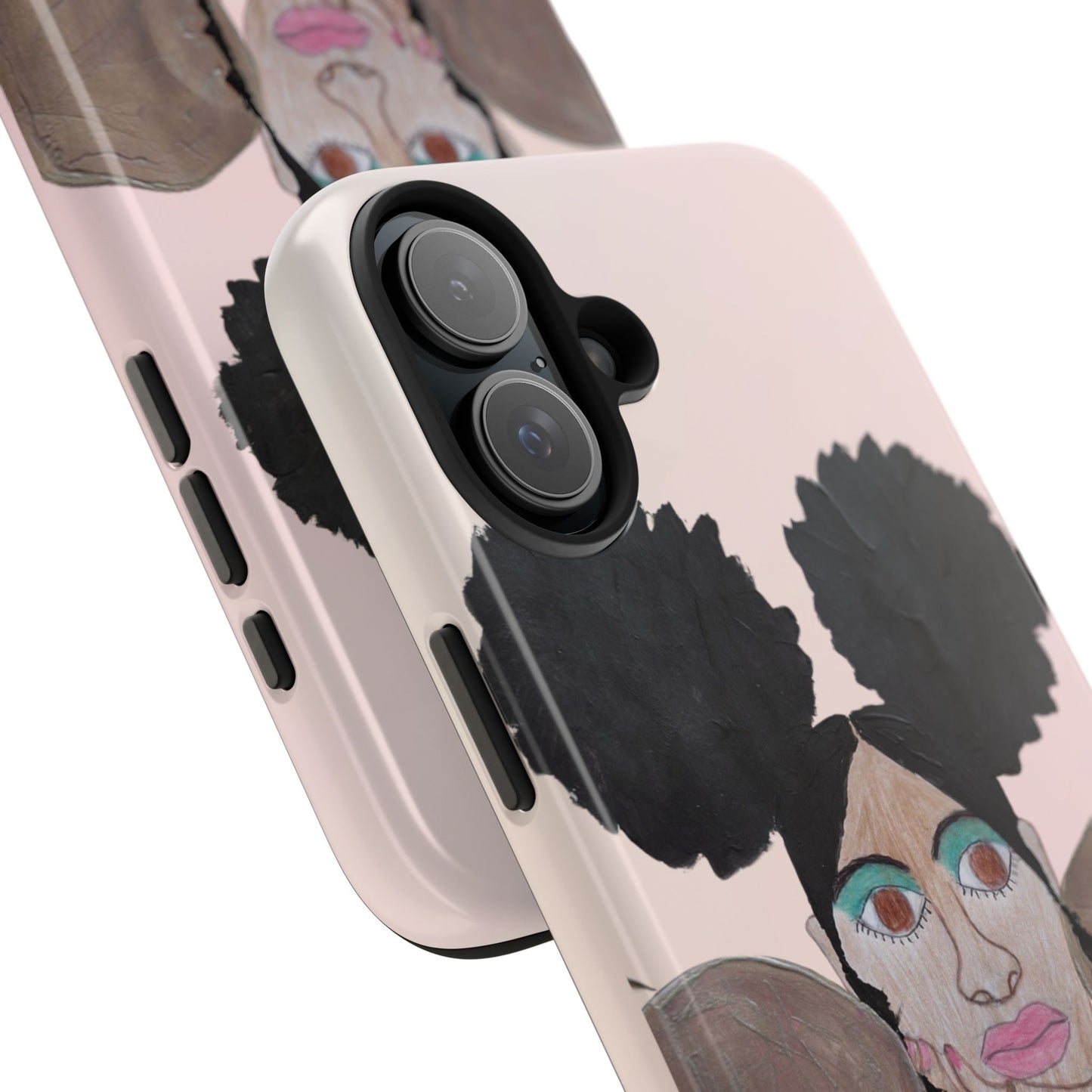 Black Woman Art Tough Phone Case, Hand-Painted Graphics, Original Art iPhone Cover, Protective Phone Case, Unique Artwork Case