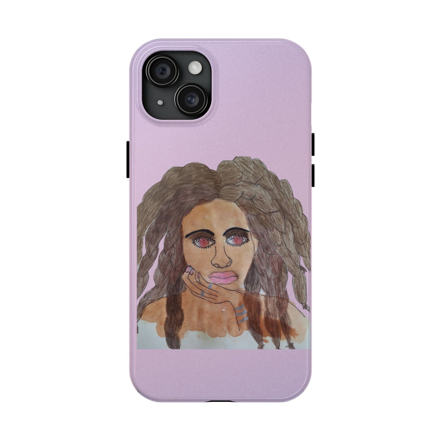 Black Woman Art Tough Phone Case, Hand-Painted Graphics, Original Art iPhone Cover, Protective Phone Case, Unique Artwork Case