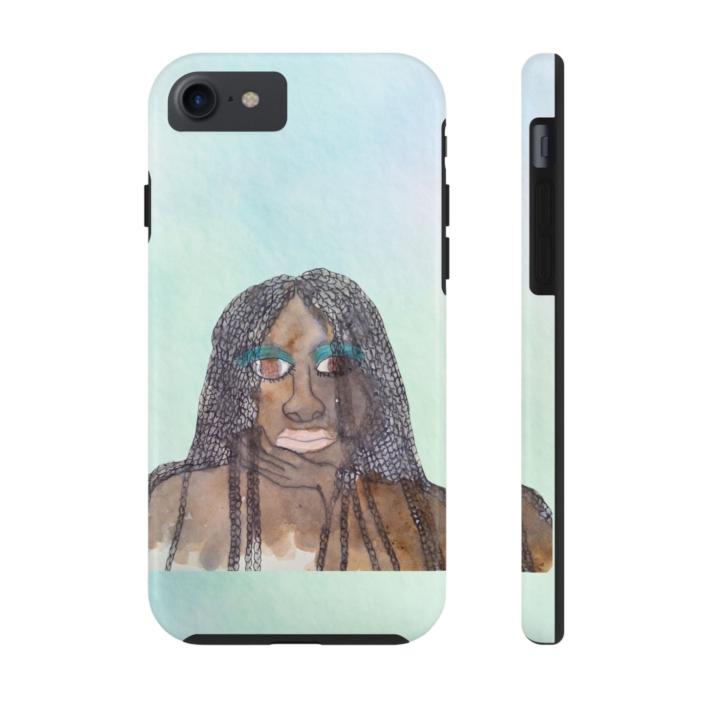 Black Woman Art, Artistic Fashion Phone Case, Colorful Unique Phone Protector, Gift for Her, Bohemian Style, Phone Cover for Creative Souls