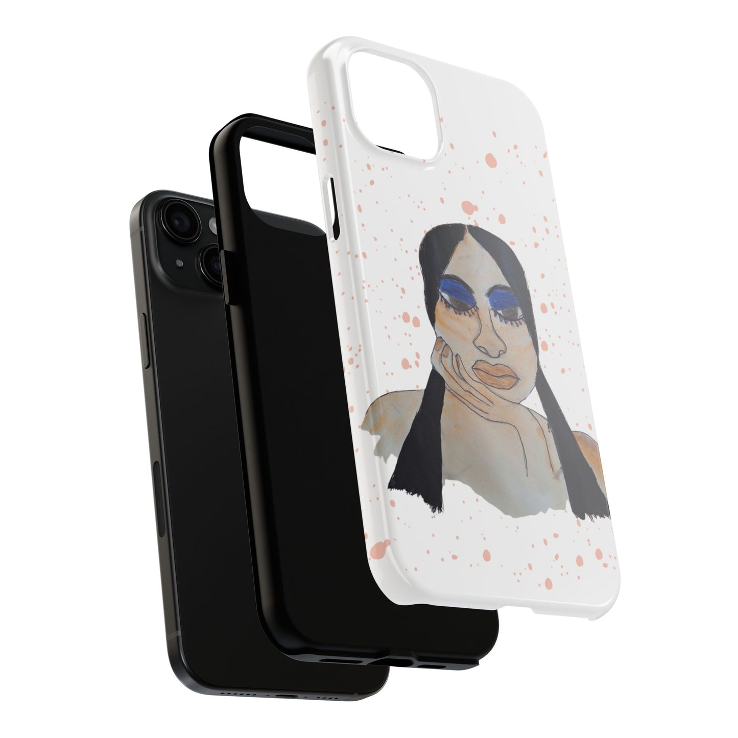 Black Woman Art Tough Phone Case, Hand-Painted Graphics, Original Art iPhone Cover, Protective Phone Case, Unique Artwork Case