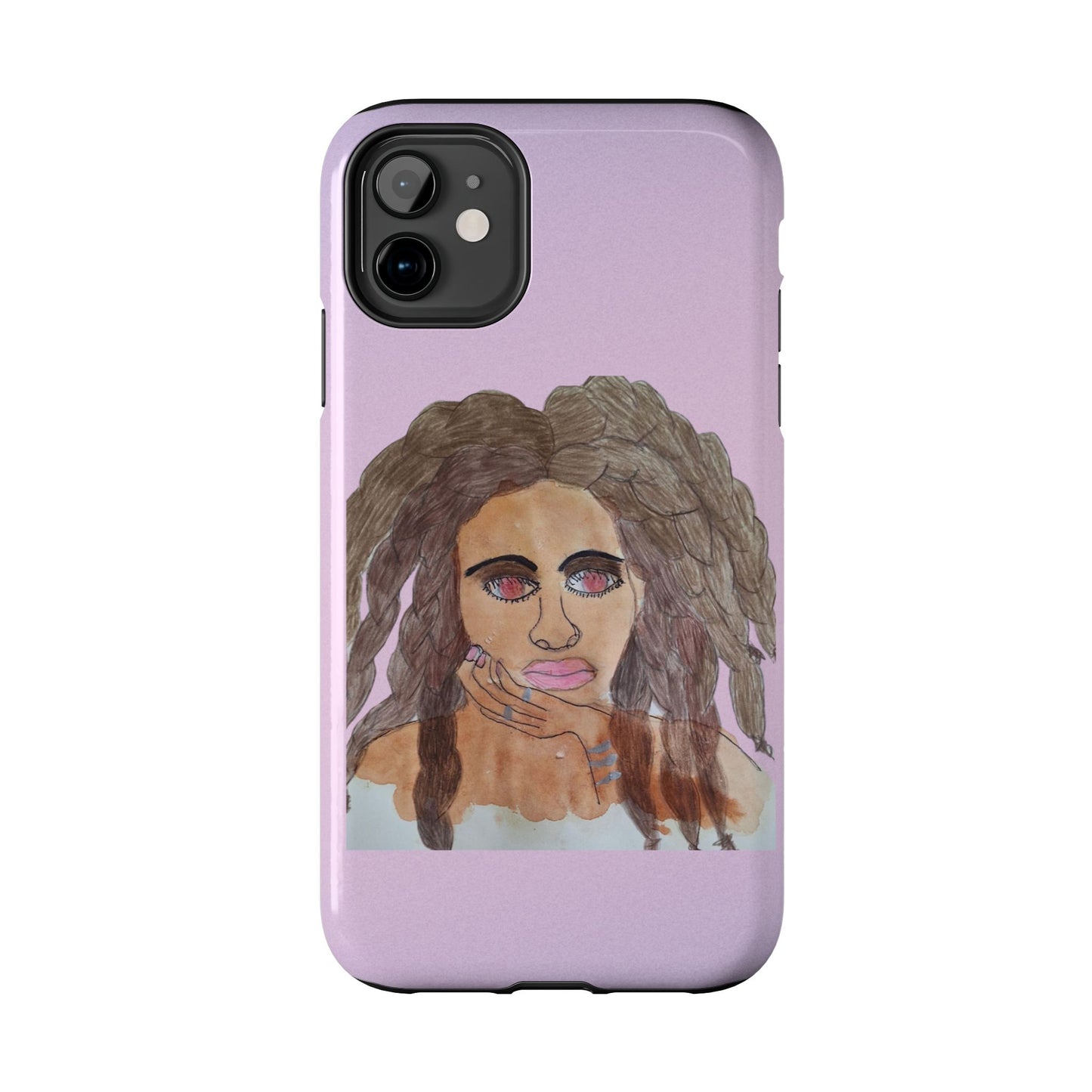 Black Woman Art Tough Phone Case, Hand-Painted Graphics, Original Art iPhone Cover, Protective Phone Case, Unique Artwork Case
