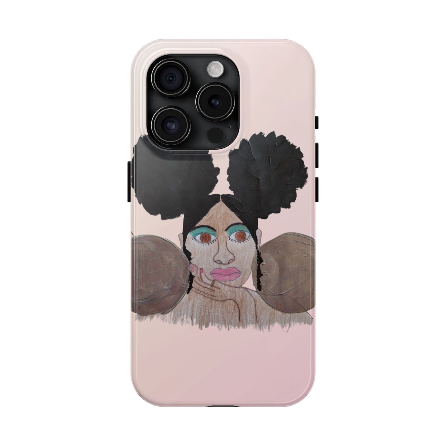 Black Woman Art Tough Phone Case, Hand-Painted Graphics, Original Art iPhone Cover, Protective Phone Case, Unique Artwork Case