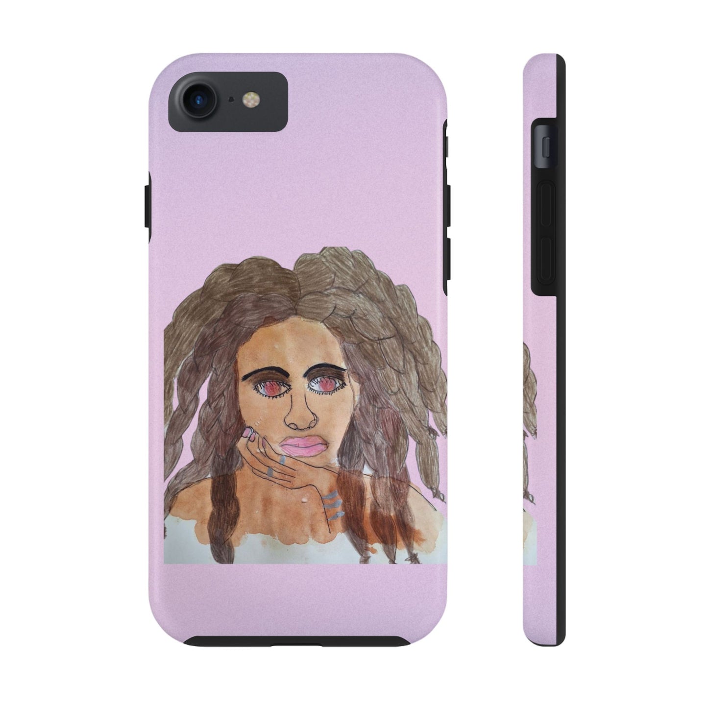 Black Woman Art Tough Phone Case, Hand-Painted Graphics, Original Art iPhone Cover, Protective Phone Case, Unique Artwork Case