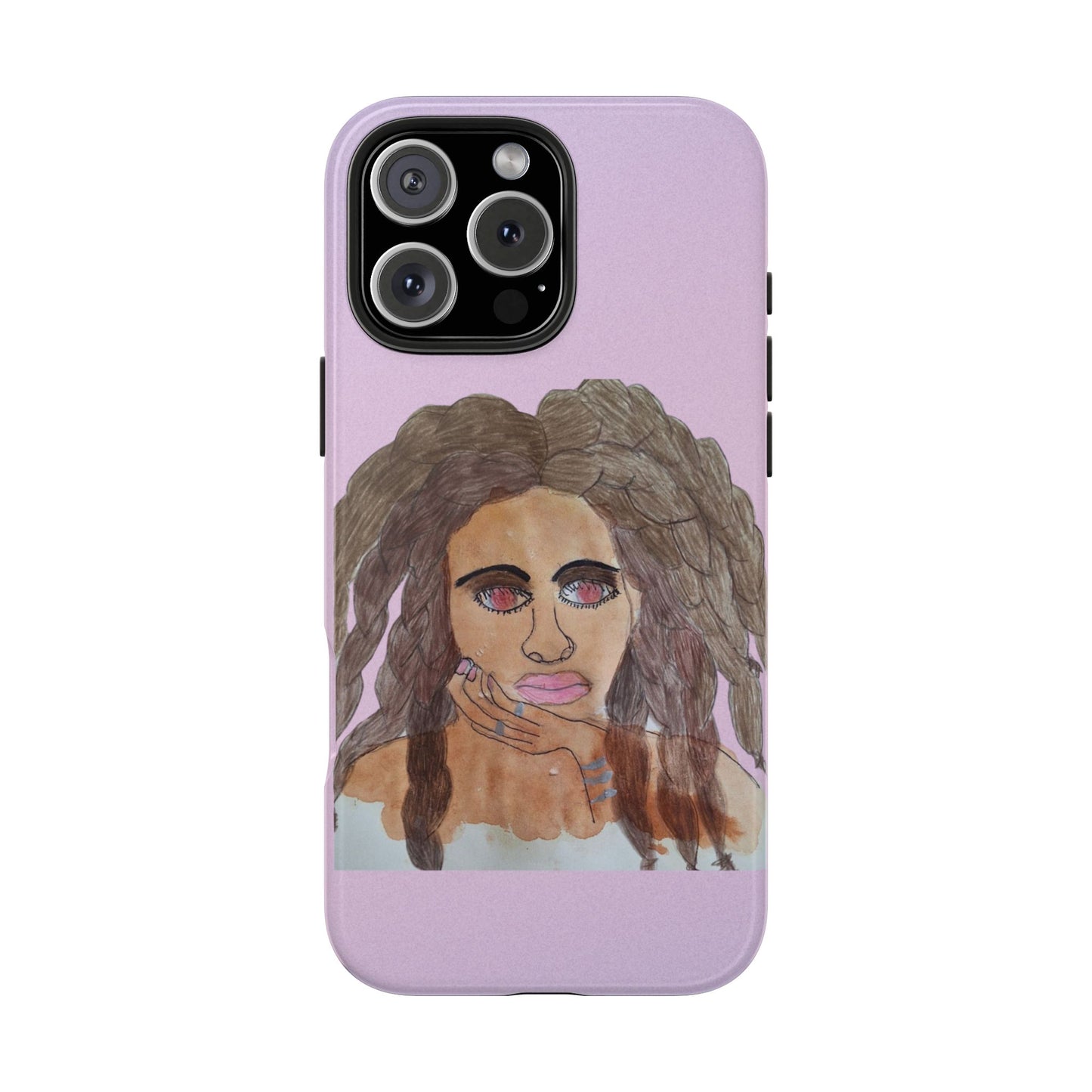 Black Woman Art Tough Phone Case, Hand-Painted Graphics, Original Art iPhone Cover, Protective Phone Case, Unique Artwork Case