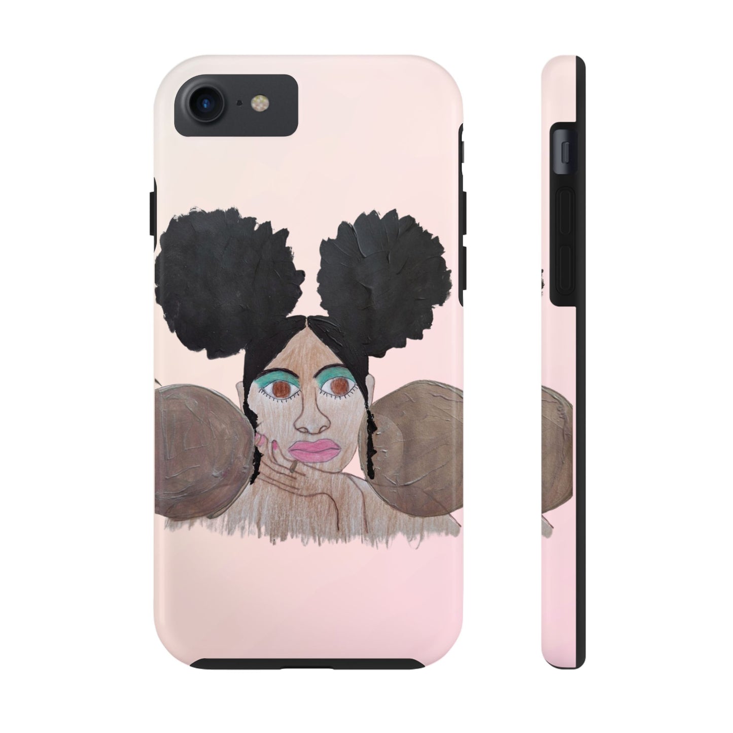 Black Woman Art Tough Phone Case, Hand-Painted Graphics, Original Art iPhone Cover, Protective Phone Case, Unique Artwork Case
