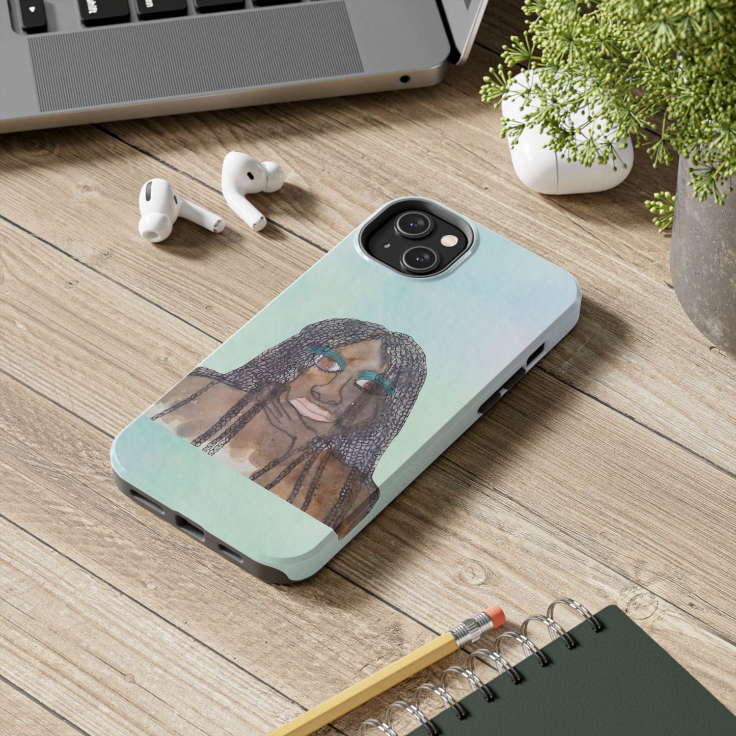 Black Woman Art, Artistic Fashion Phone Case, Colorful Unique Phone Protector, Gift for Her, Bohemian Style, Phone Cover for Creative Souls