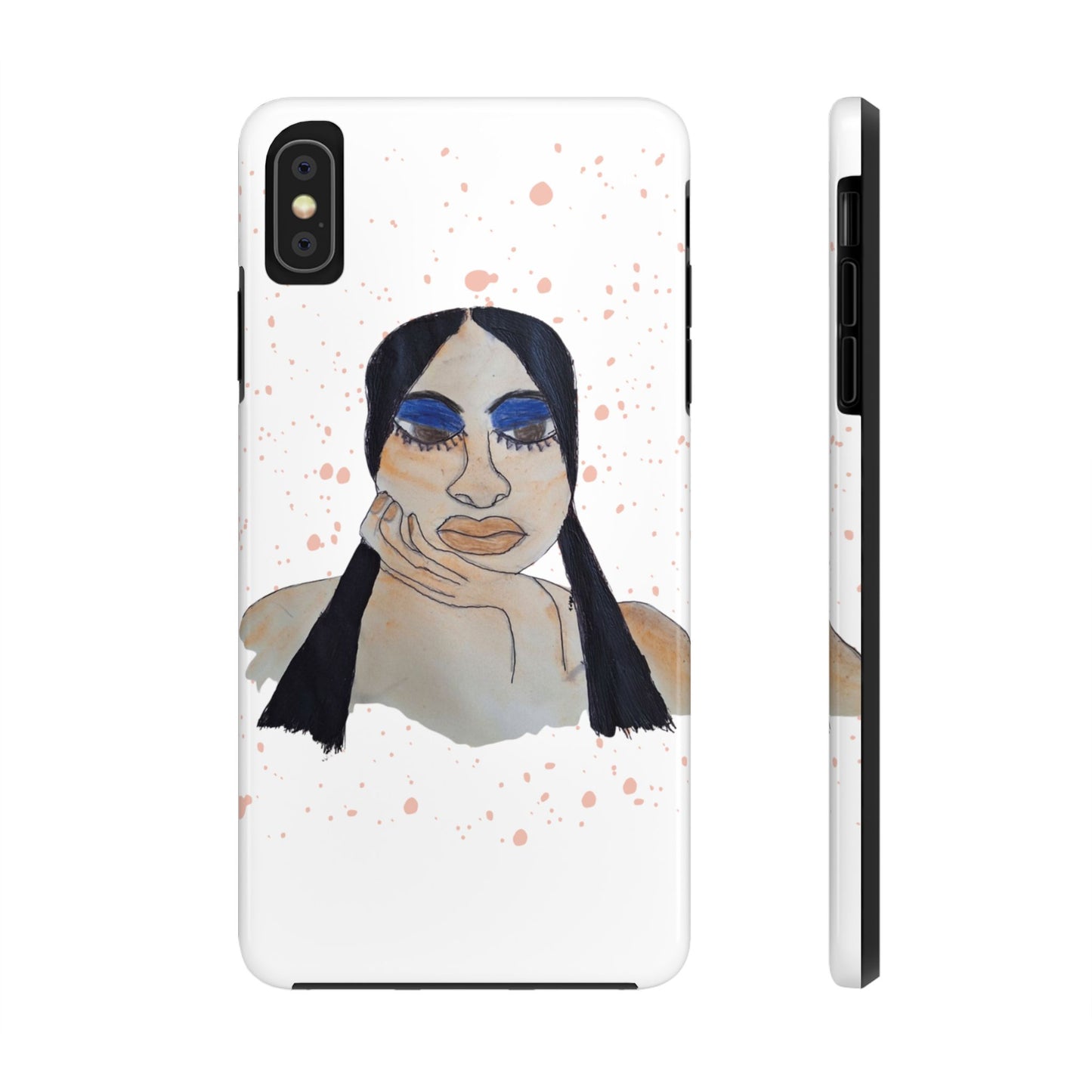 Black Woman Art Tough Phone Case, Hand-Painted Graphics, Original Art iPhone Cover, Protective Phone Case, Unique Artwork Case