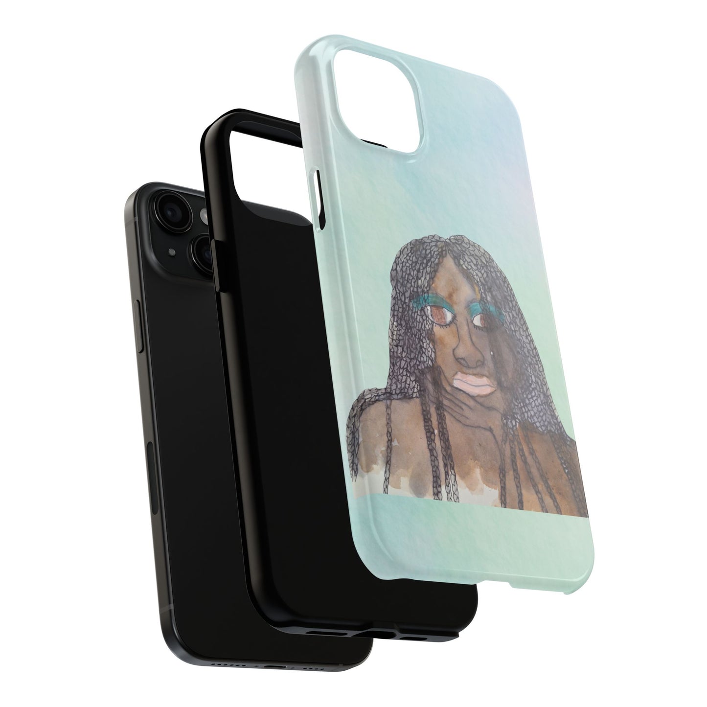 Black Woman Art, Artistic Fashion Phone Case, Colorful Unique Phone Protector, Gift for Her, Bohemian Style, Phone Cover for Creative Souls