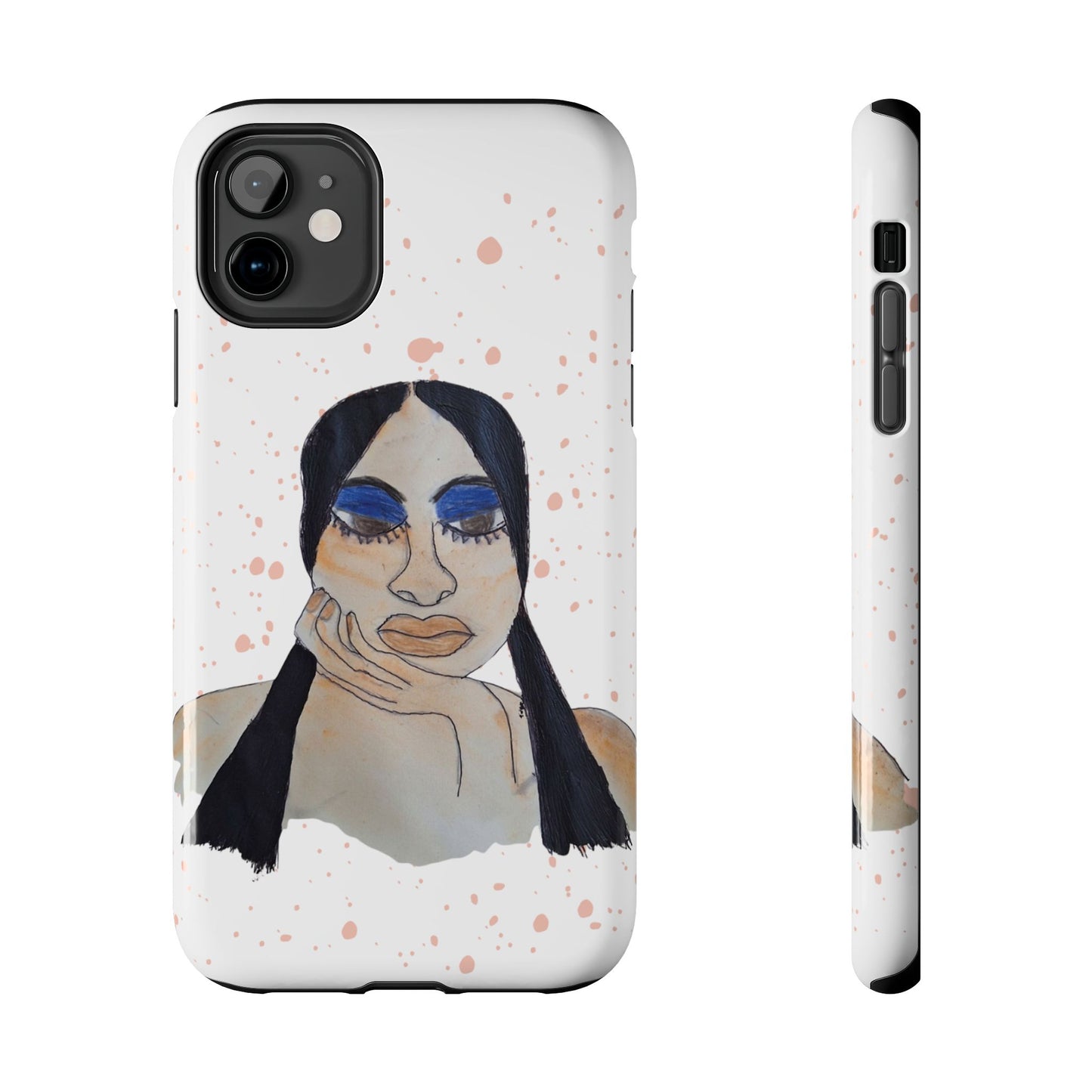 Black Woman Art Tough Phone Case, Hand-Painted Graphics, Original Art iPhone Cover, Protective Phone Case, Unique Artwork Case