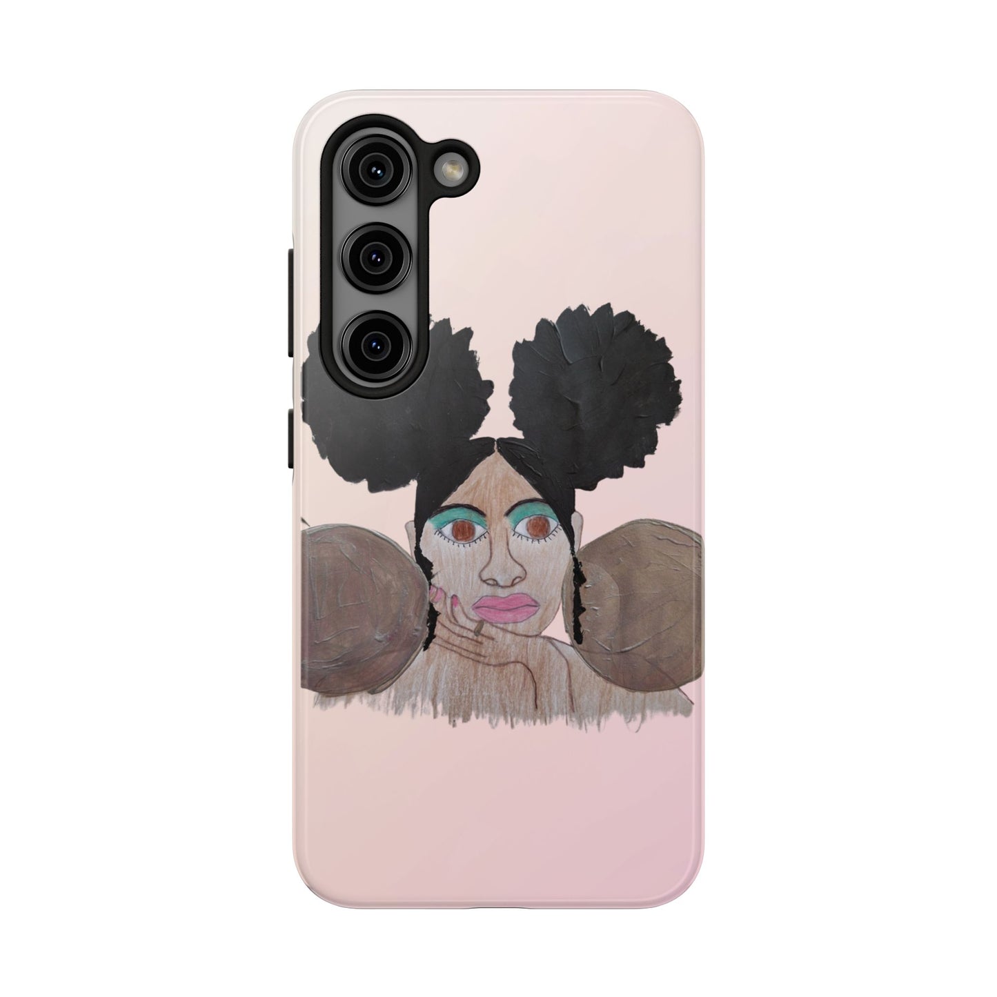 Black Woman Art Tough Phone Case, Hand-Painted Graphics, Original Art iPhone Cover, Protective Phone Case, Unique Artwork Case