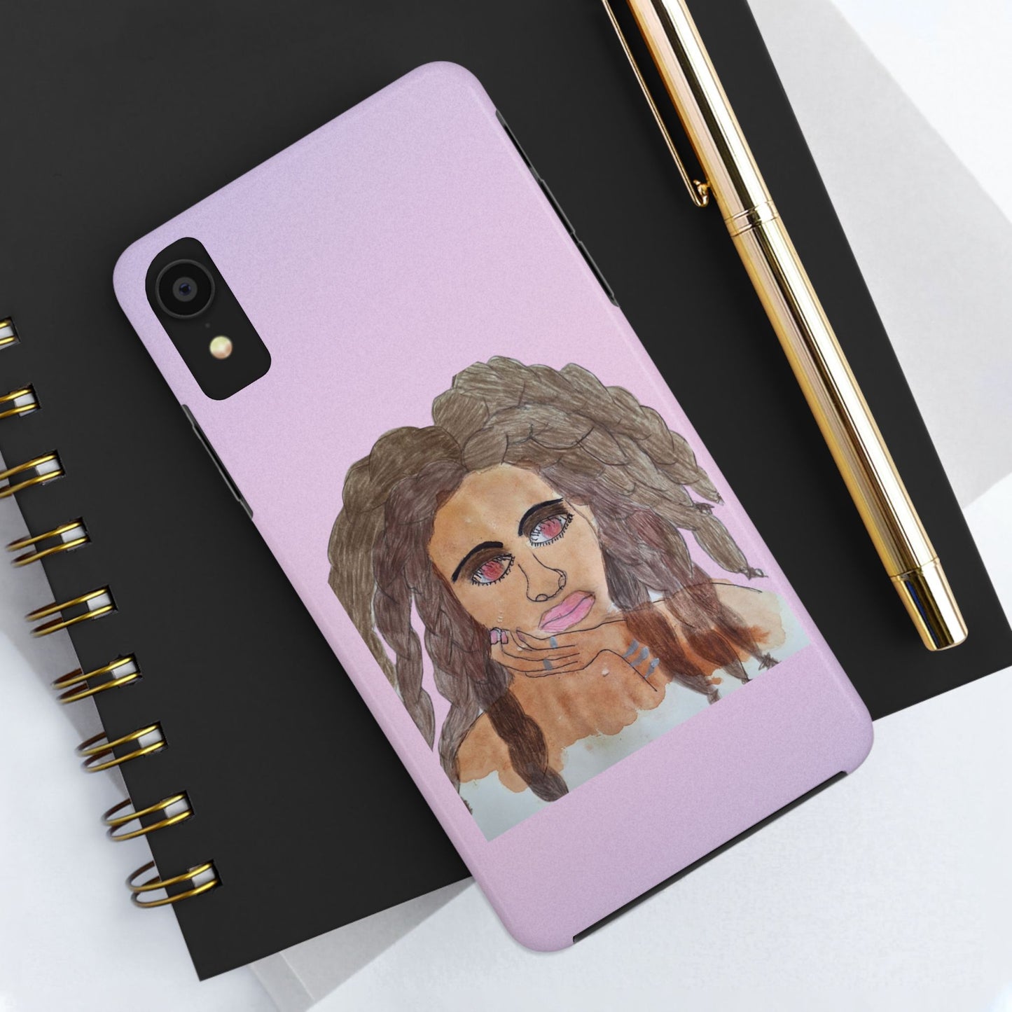 Black Woman Art Tough Phone Case, Hand-Painted Graphics, Original Art iPhone Cover, Protective Phone Case, Unique Artwork Case