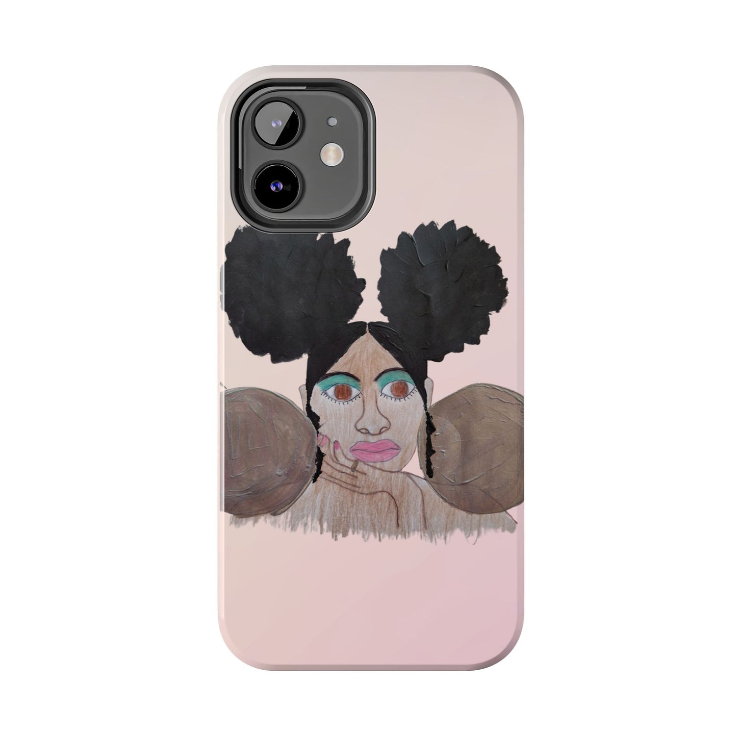 Black Woman Art Tough Phone Case, Hand-Painted Graphics, Original Art iPhone Cover, Protective Phone Case, Unique Artwork Case