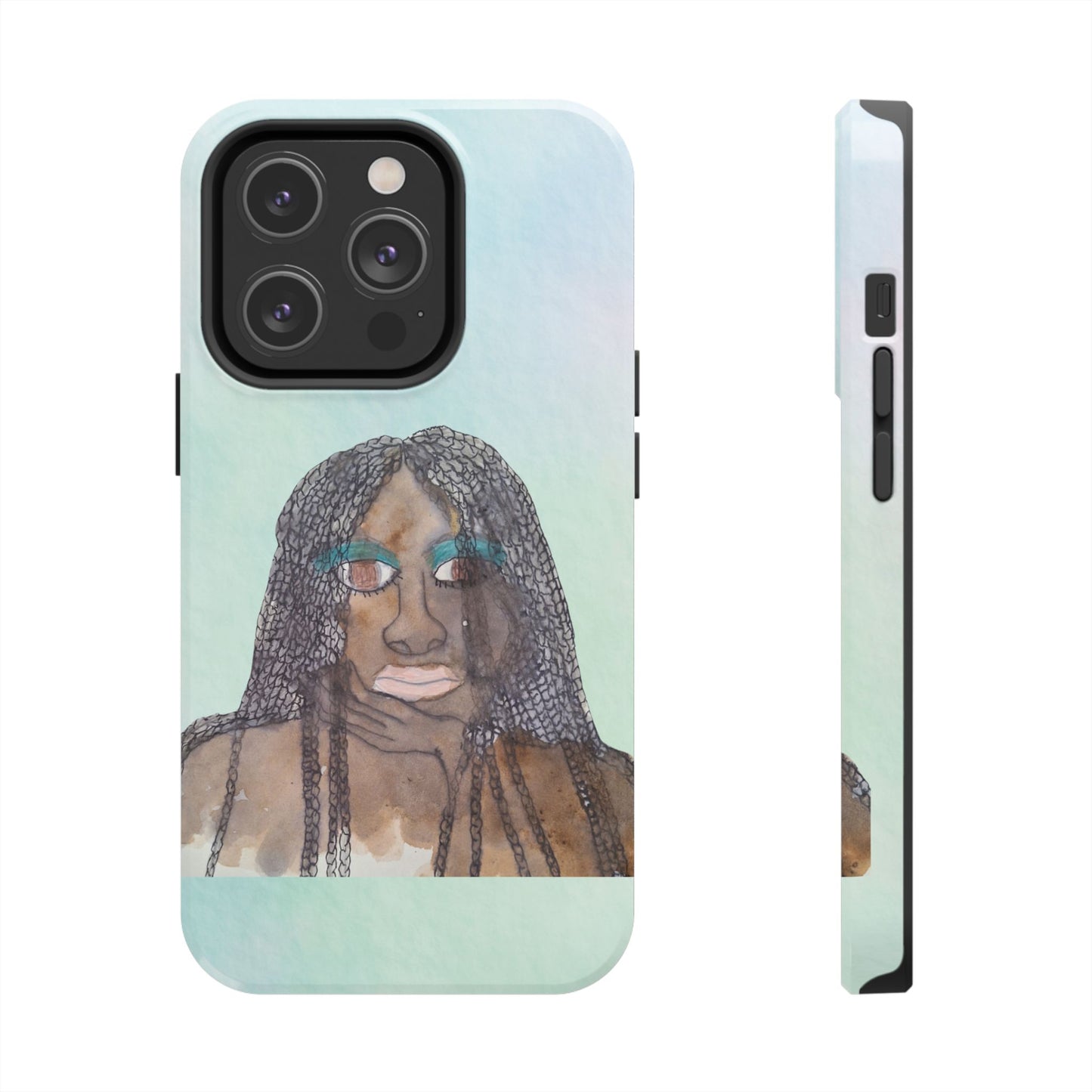 Black Woman Art, Artistic Fashion Phone Case, Colorful Unique Phone Protector, Gift for Her, Bohemian Style, Phone Cover for Creative Souls