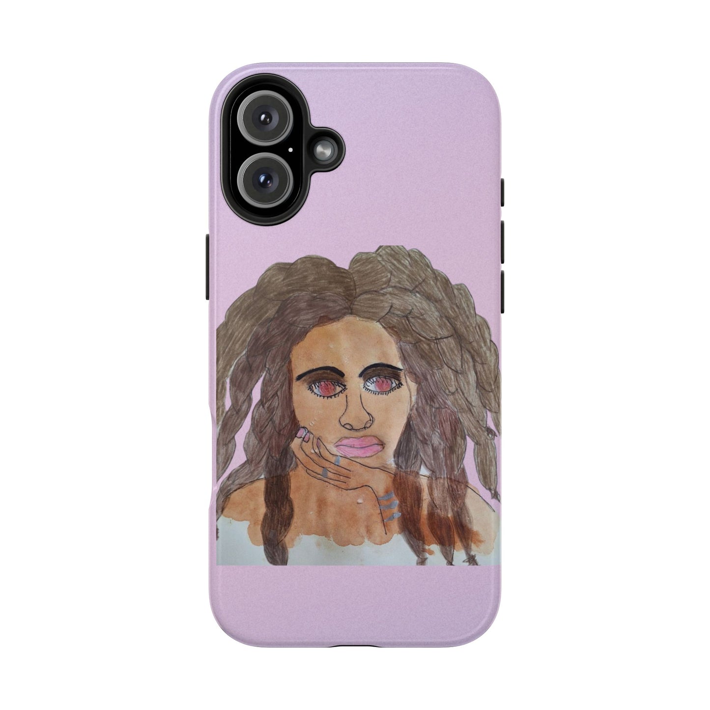 Black Woman Art Tough Phone Case, Hand-Painted Graphics, Original Art iPhone Cover, Protective Phone Case, Unique Artwork Case
