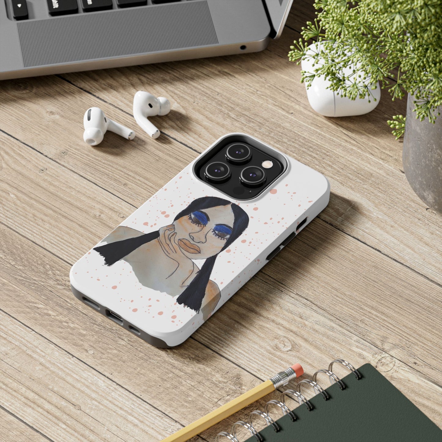 Black Woman Art Tough Phone Case, Hand-Painted Graphics, Original Art iPhone Cover, Protective Phone Case, Unique Artwork Case
