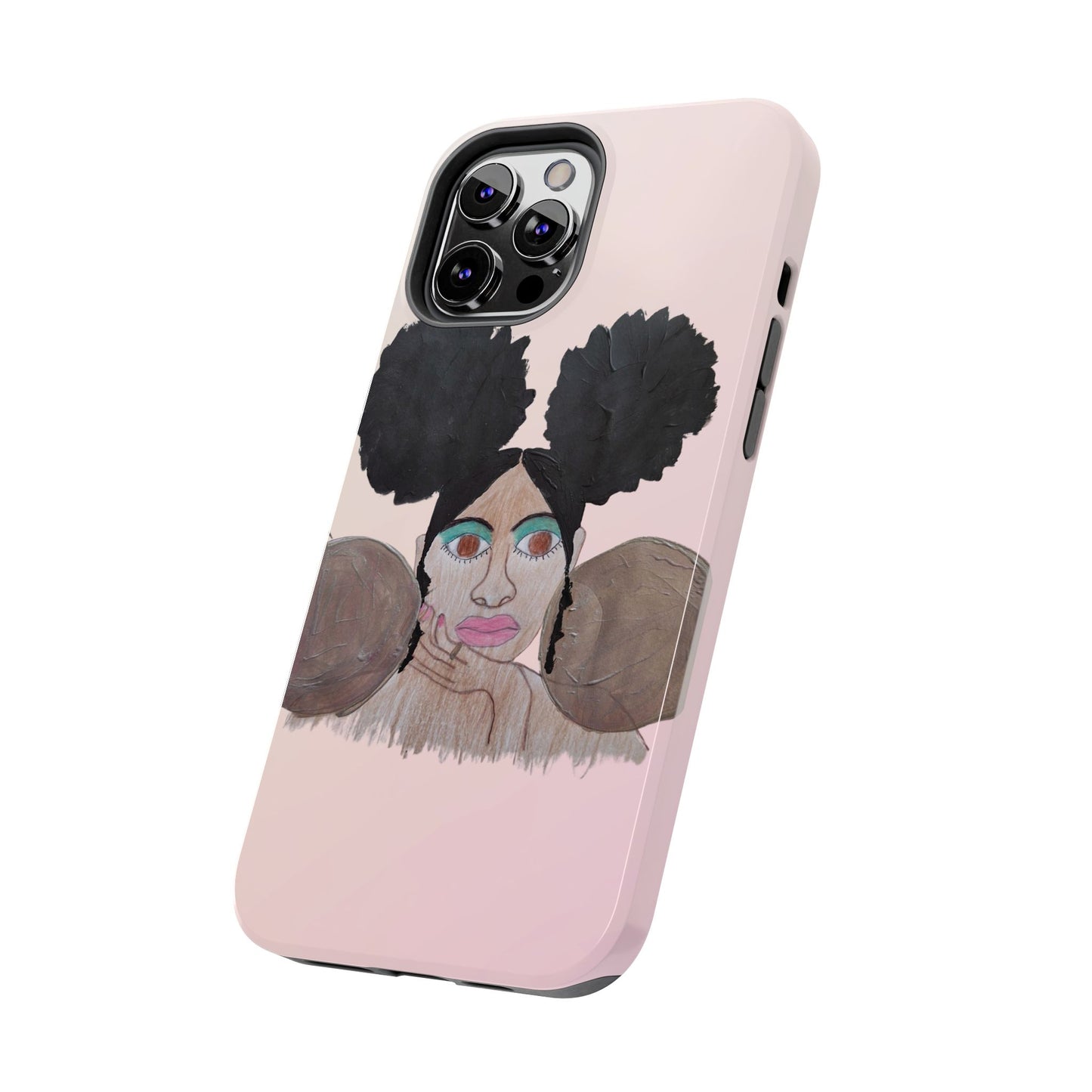 Black Woman Art Tough Phone Case, Hand-Painted Graphics, Original Art iPhone Cover, Protective Phone Case, Unique Artwork Case