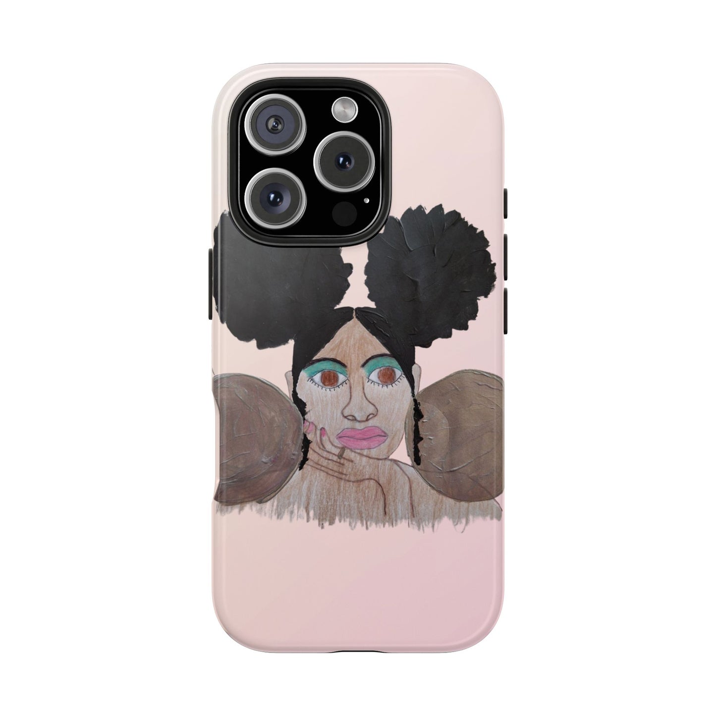 Black Woman Art Tough Phone Case, Hand-Painted Graphics, Original Art iPhone Cover, Protective Phone Case, Unique Artwork Case