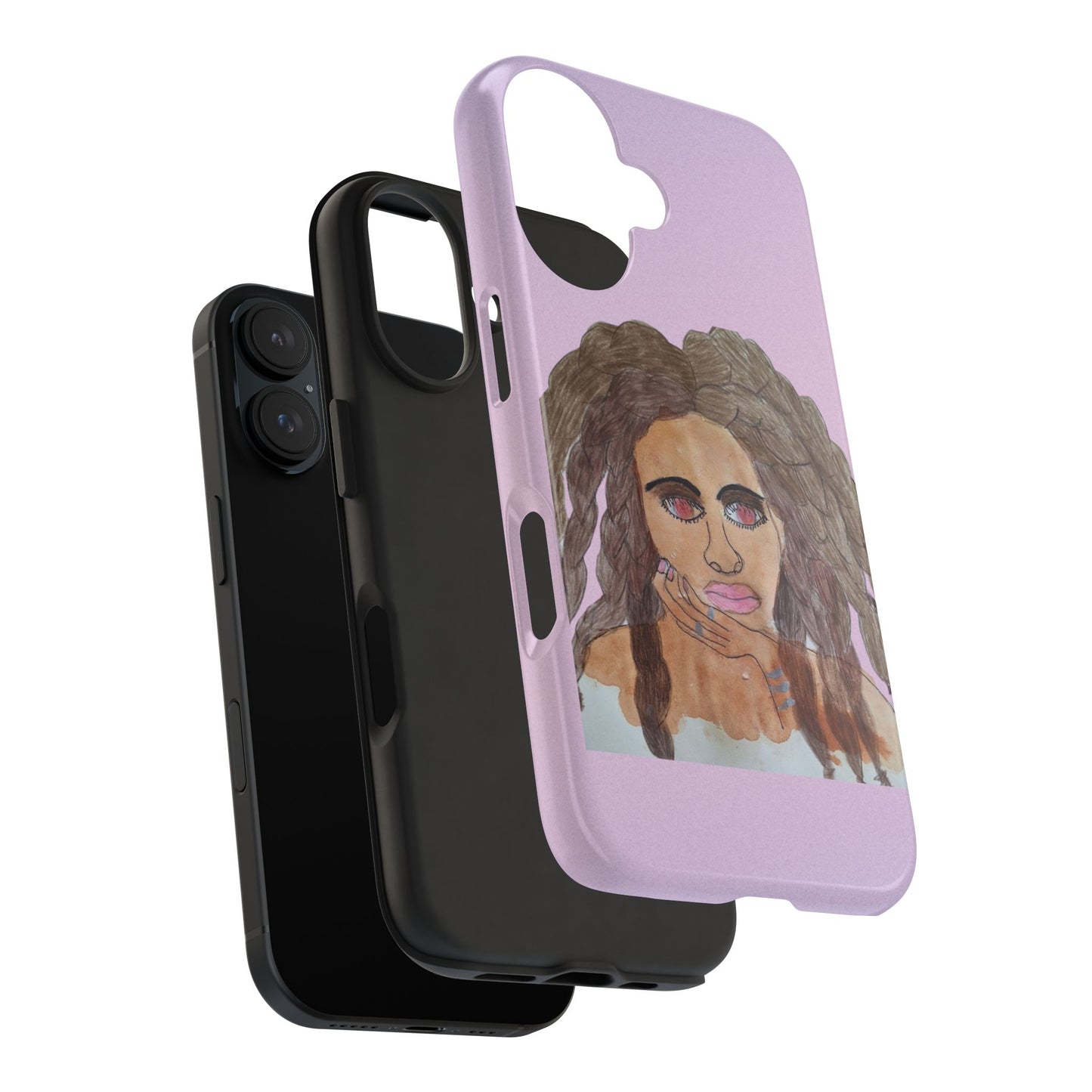 Black Woman Art Tough Phone Case, Hand-Painted Graphics, Original Art iPhone Cover, Protective Phone Case, Unique Artwork Case