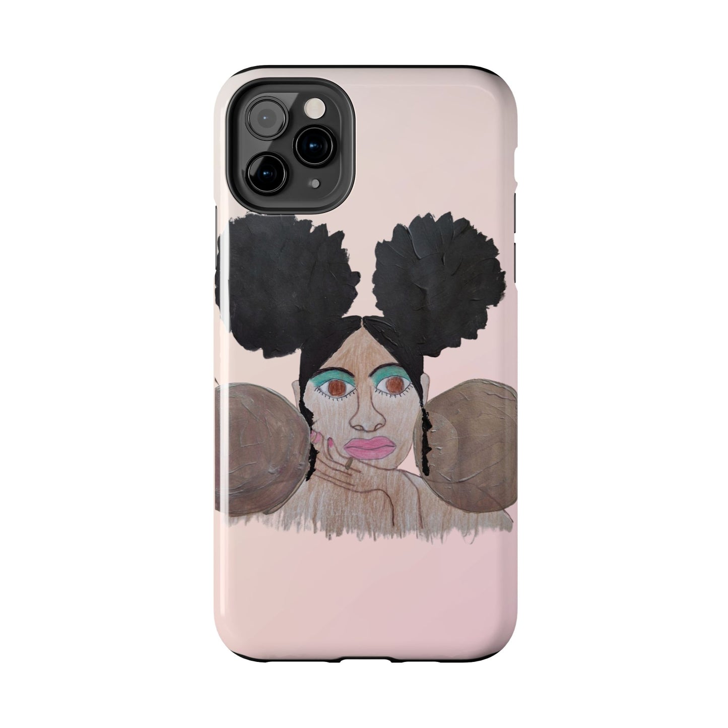 Black Woman Art Tough Phone Case, Hand-Painted Graphics, Original Art iPhone Cover, Protective Phone Case, Unique Artwork Case