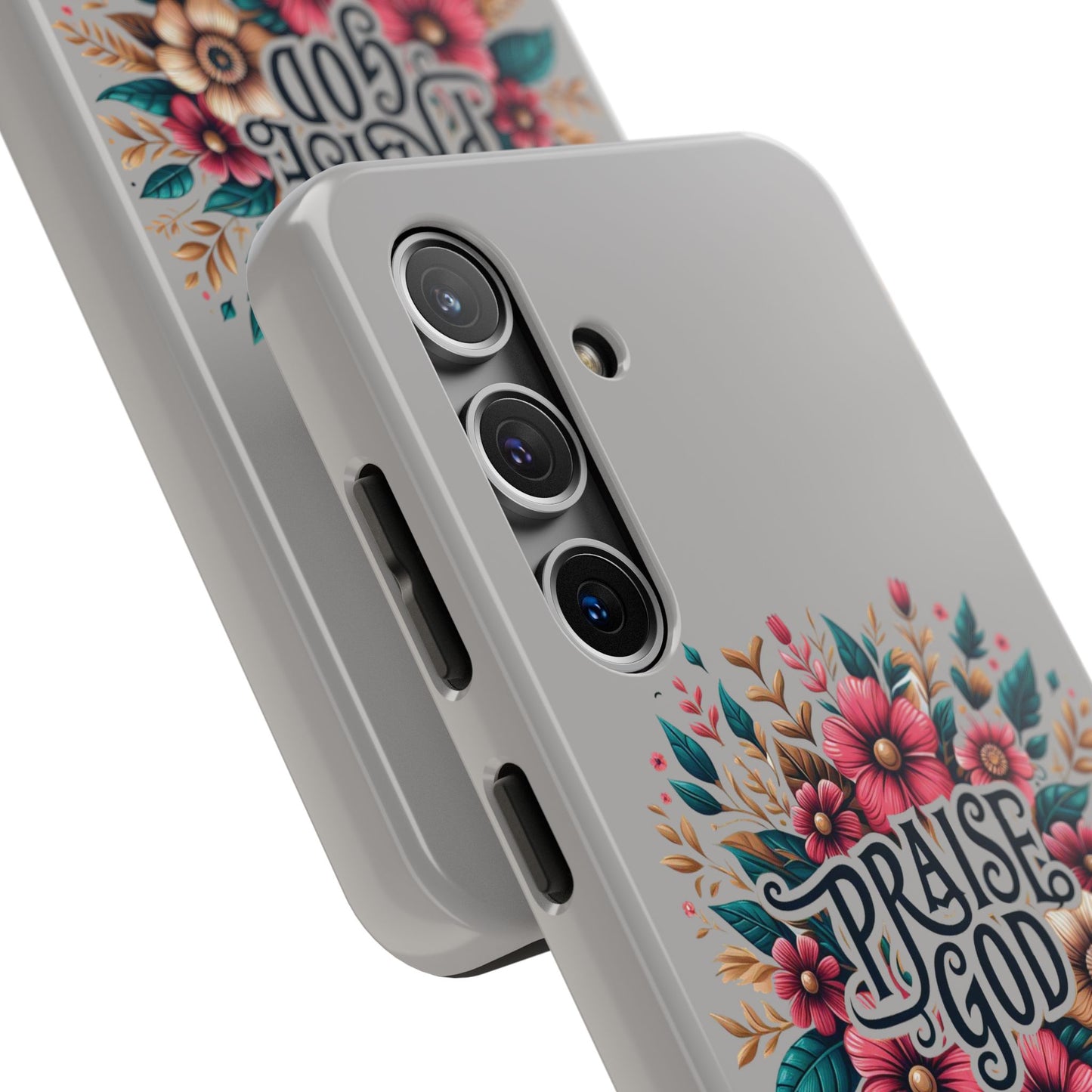 PRAISE GOD, Tough Phone Cases, Floral Inspirational Quote for Faith, iPhone case, Android case, Smartphone case, Gift for Her