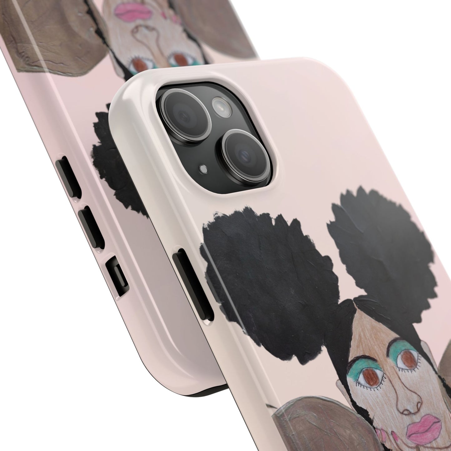 Black Woman Art Tough Phone Case, Hand-Painted Graphics, Original Art iPhone Cover, Protective Phone Case, Unique Artwork Case