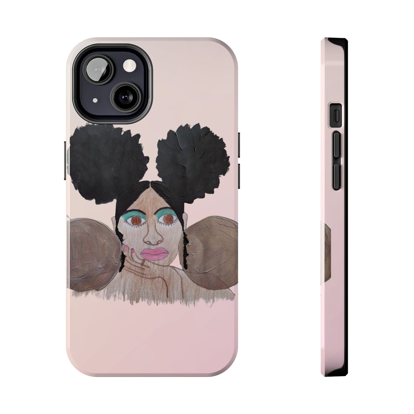 Black Woman Art Tough Phone Case, Hand-Painted Graphics, Original Art iPhone Cover, Protective Phone Case, Unique Artwork Case