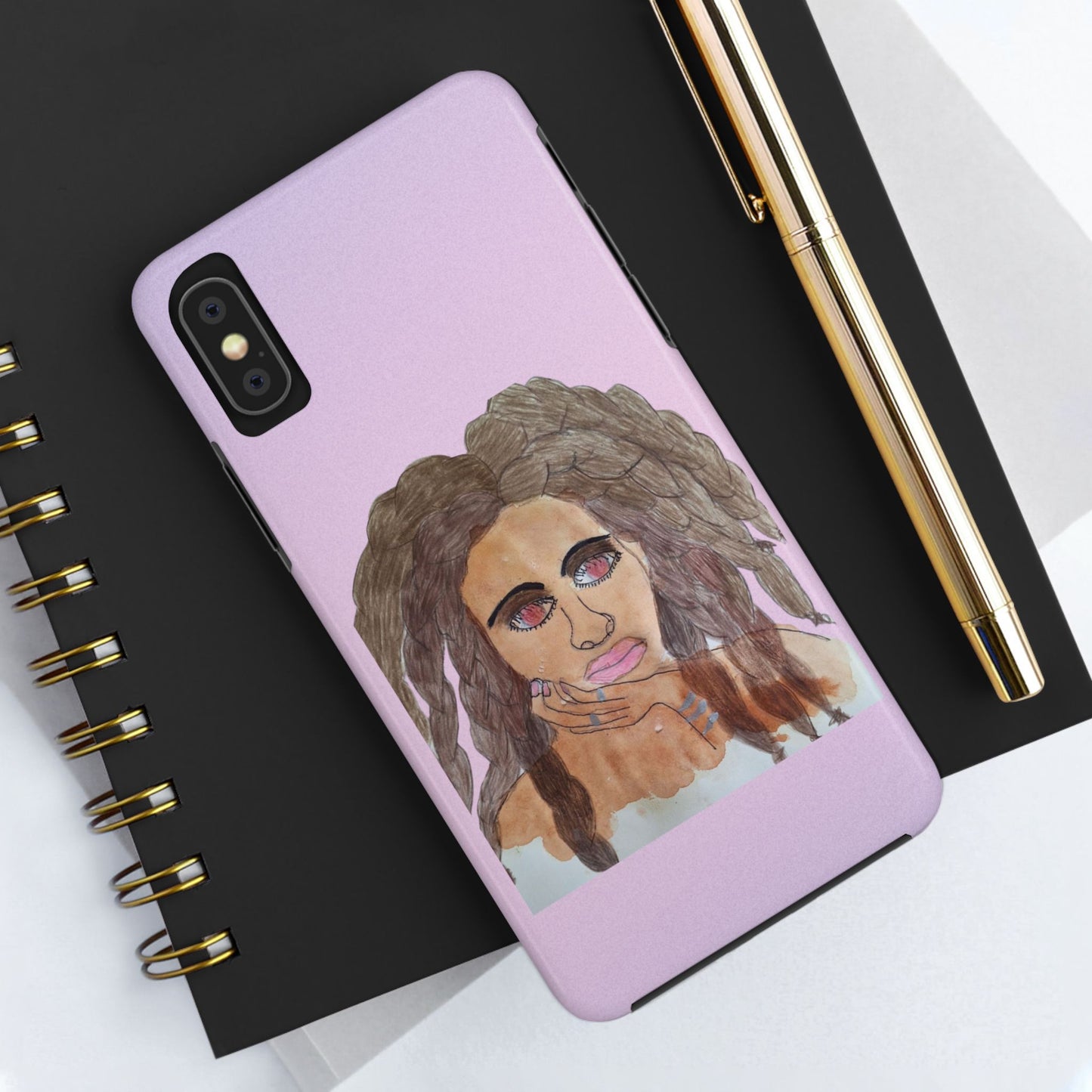 Black Woman Art Tough Phone Case, Hand-Painted Graphics, Original Art iPhone Cover, Protective Phone Case, Unique Artwork Case