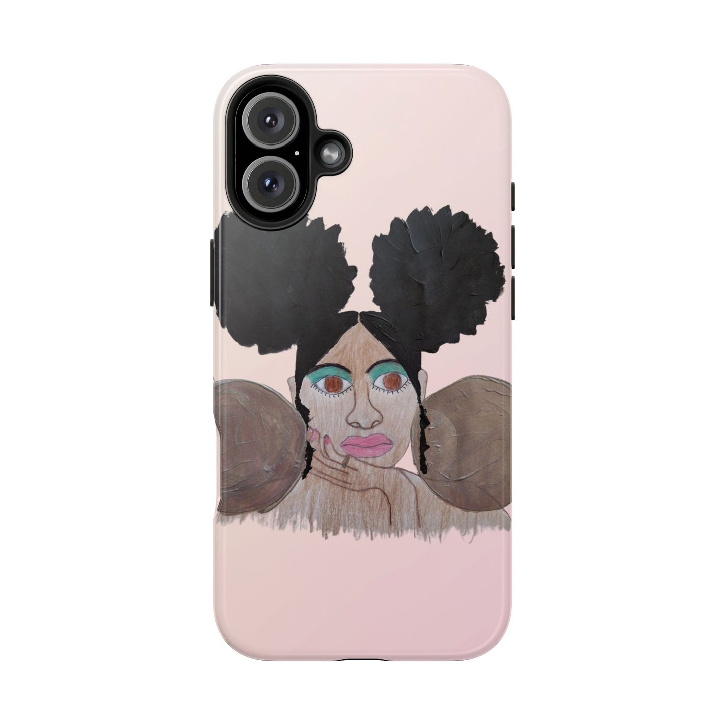 Black Woman Art Tough Phone Case, Hand-Painted Graphics, Original Art iPhone Cover, Protective Phone Case, Unique Artwork Case