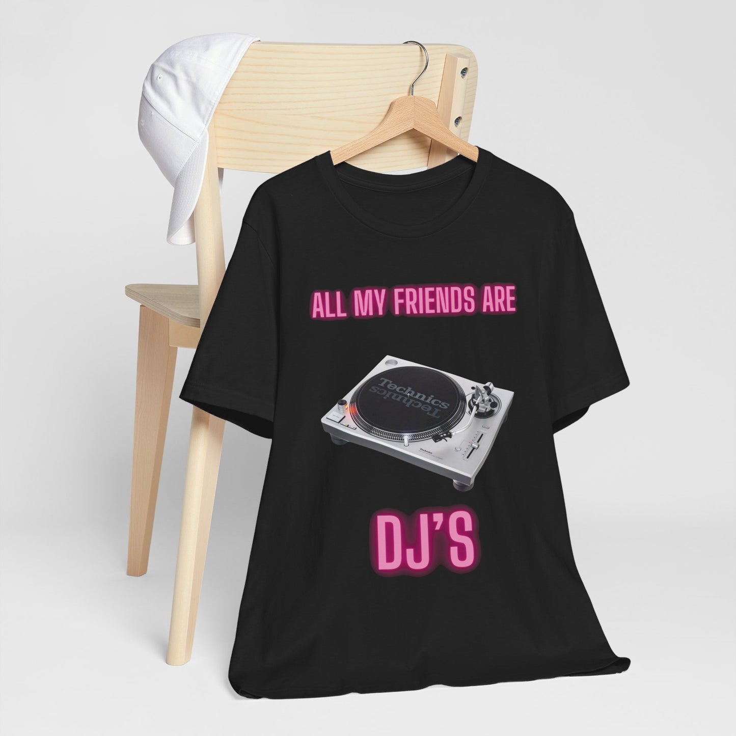 PINK NEON TURNTABLE, DJ FRIENDS, Graphic Short Sleeve Tee, DJ Shirt, DJ Graphic T-shirt, Music Party,Turntable Graphic, Urban Streetstyle, Express Delivery