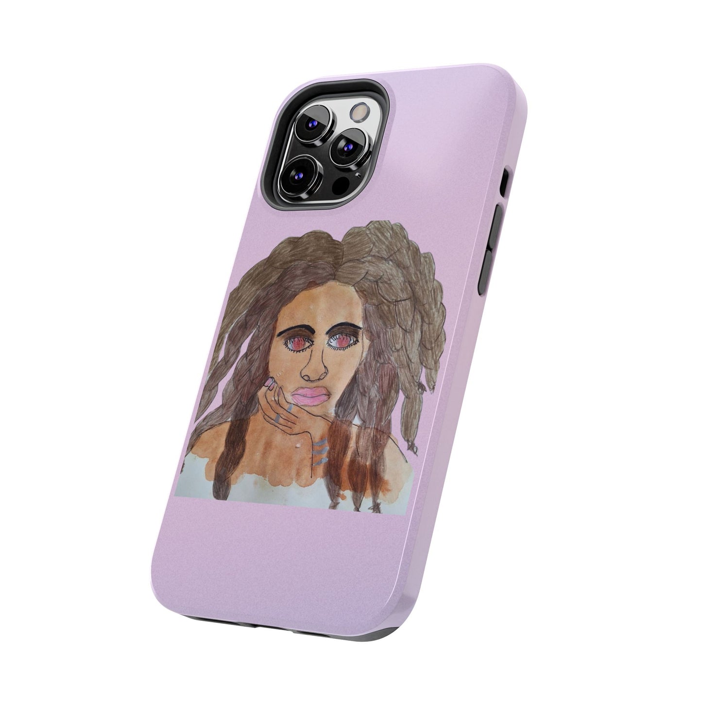 Black Woman Art Tough Phone Case, Hand-Painted Graphics, Original Art iPhone Cover, Protective Phone Case, Unique Artwork Case