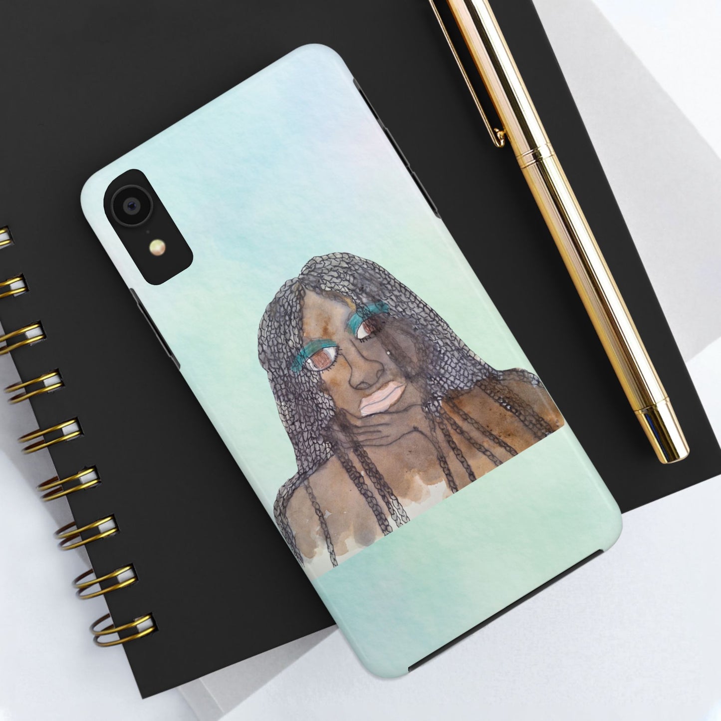 Black Woman Art, Artistic Fashion Phone Case, Colorful Unique Phone Protector, Gift for Her, Bohemian Style, Phone Cover for Creative Souls