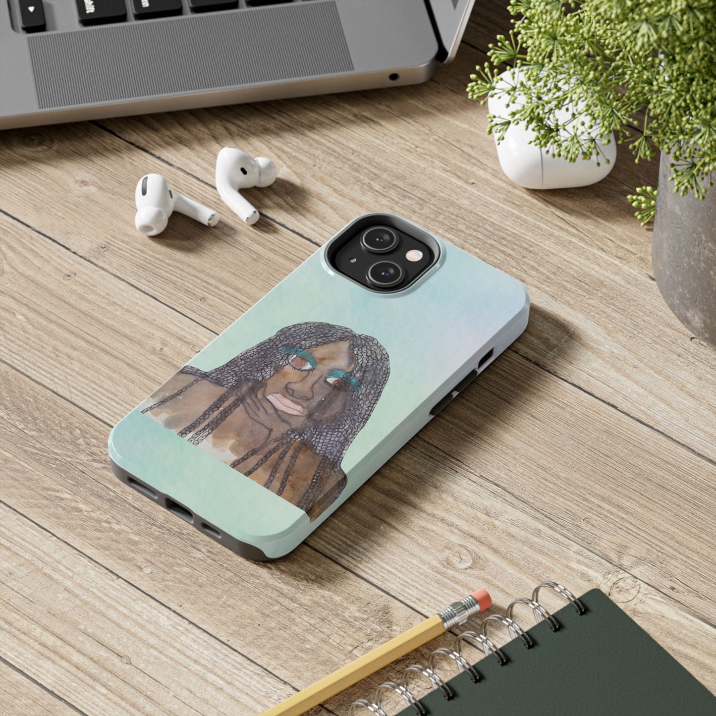 Black Woman Art, Artistic Fashion Phone Case, Colorful Unique Phone Protector, Gift for Her, Bohemian Style, Phone Cover for Creative Souls