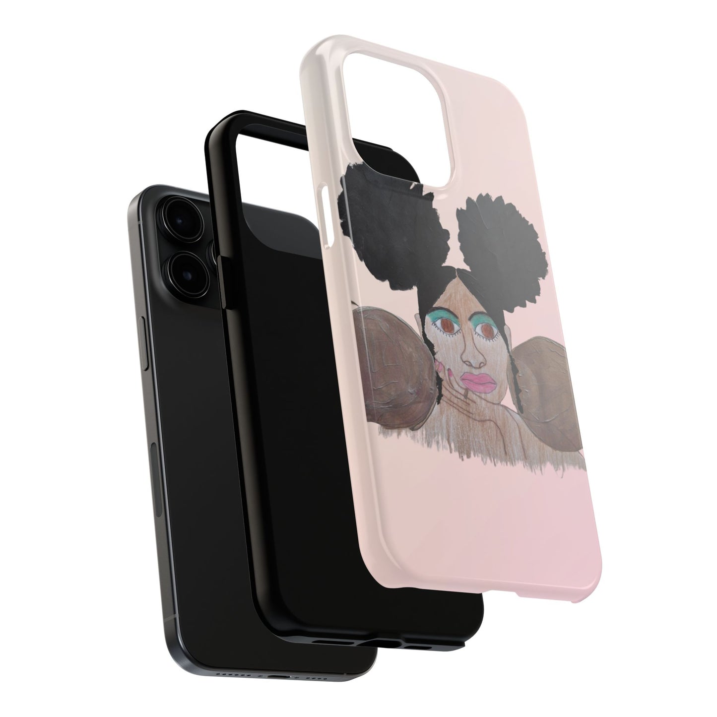 Black Woman Art Tough Phone Case, Hand-Painted Graphics, Original Art iPhone Cover, Protective Phone Case, Unique Artwork Case