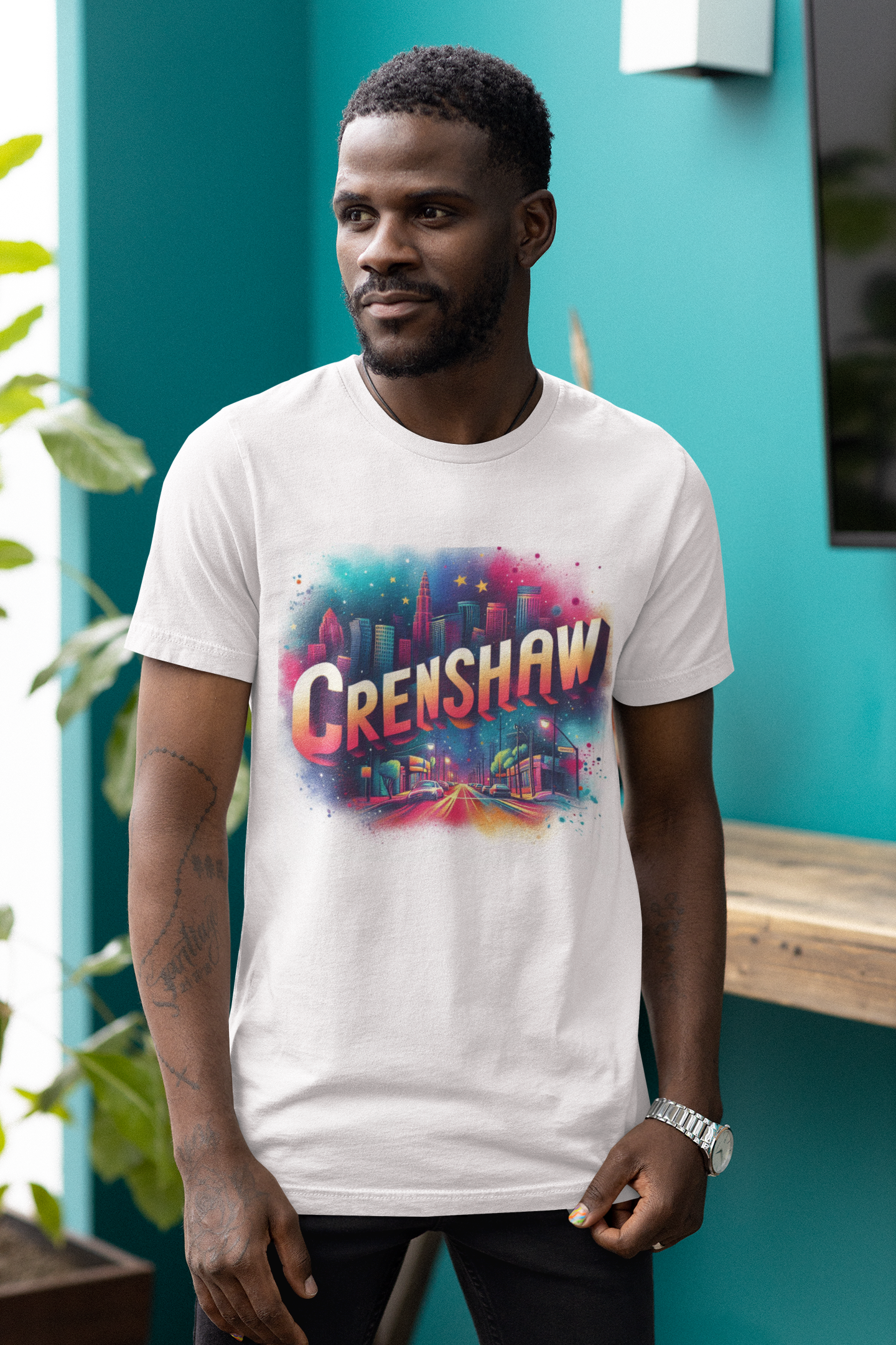 CRENSHAW TWO WHITE T-SHIRT, Back in the Day, African American, Black History, Black Neighborhood, Graphic T-shirt, Urban Streetwear Unisex Jersey Short Sleeve Tee