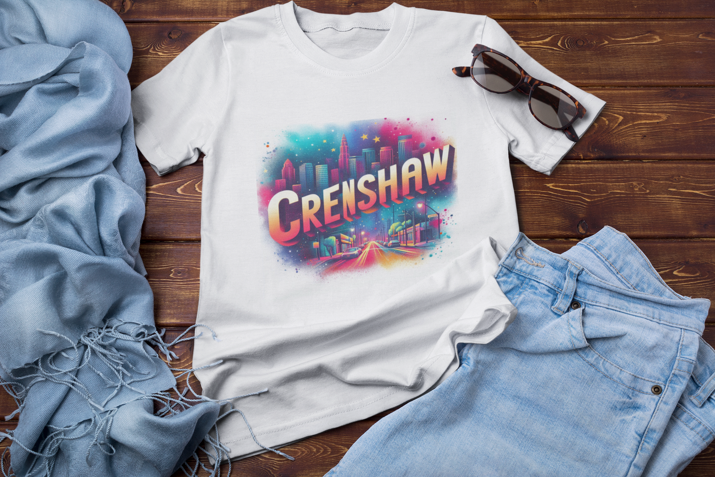 CRENSHAW TWO WHITE T-SHIRT, Back in the Day, African American, Black History, Black Neighborhood, Graphic T-shirt, Urban Streetwear Unisex Jersey Short Sleeve Tee